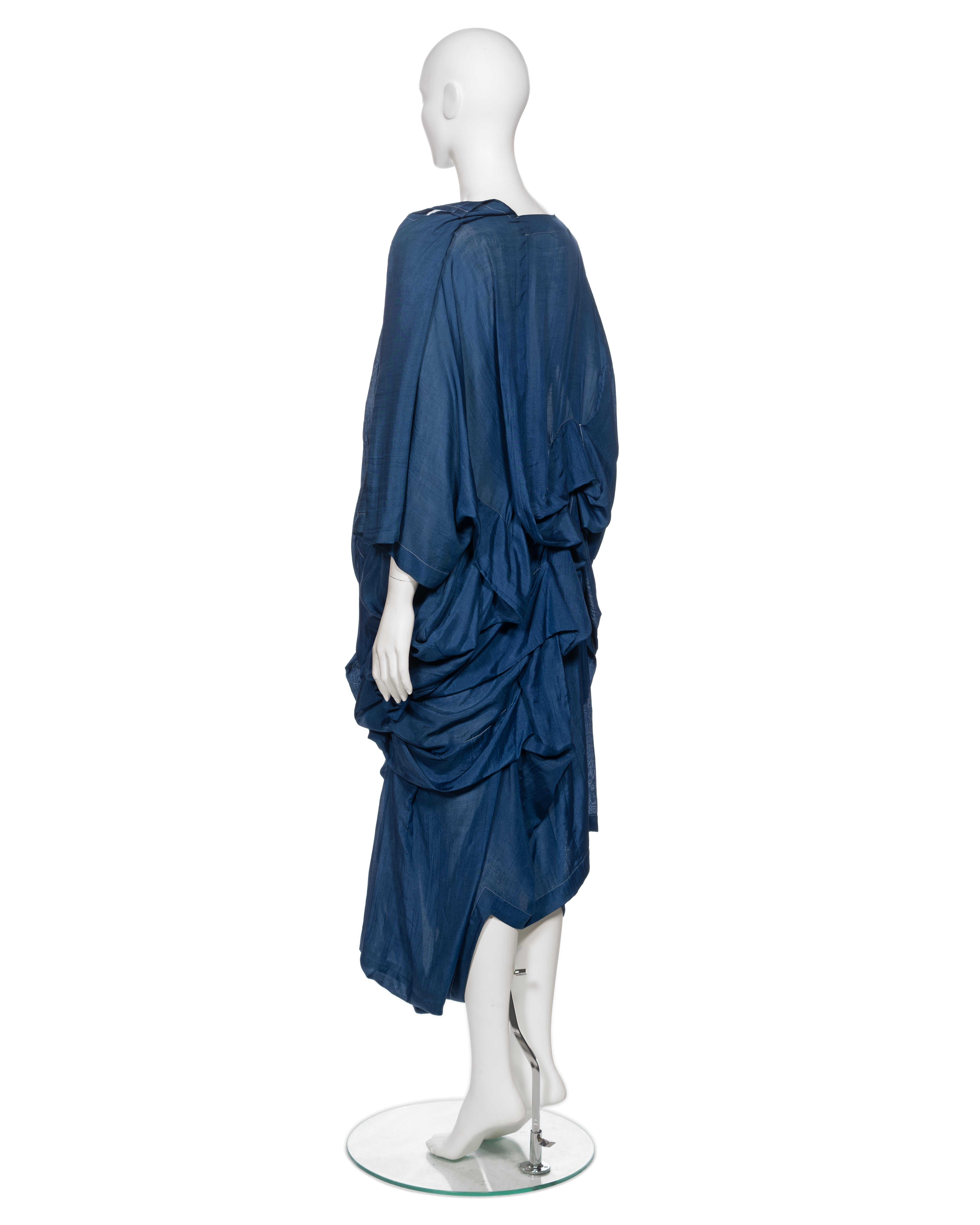 Comme Des Garçons Blue Silk and Rayon Draped Dress, FW 1984 6