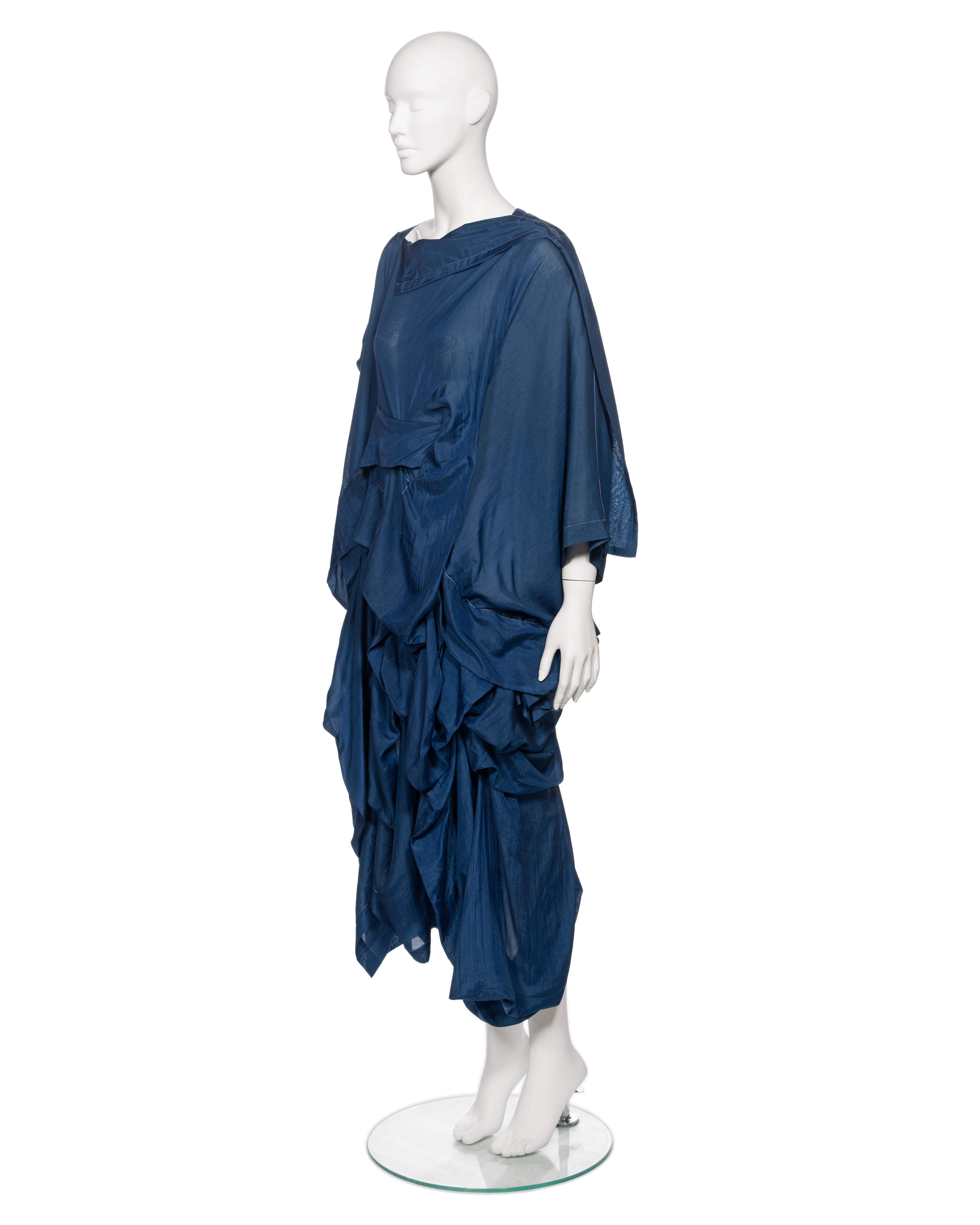 Comme des Garçons Blaues Drapiertes Kleid aus Seide und Rayon, FW 1984 7