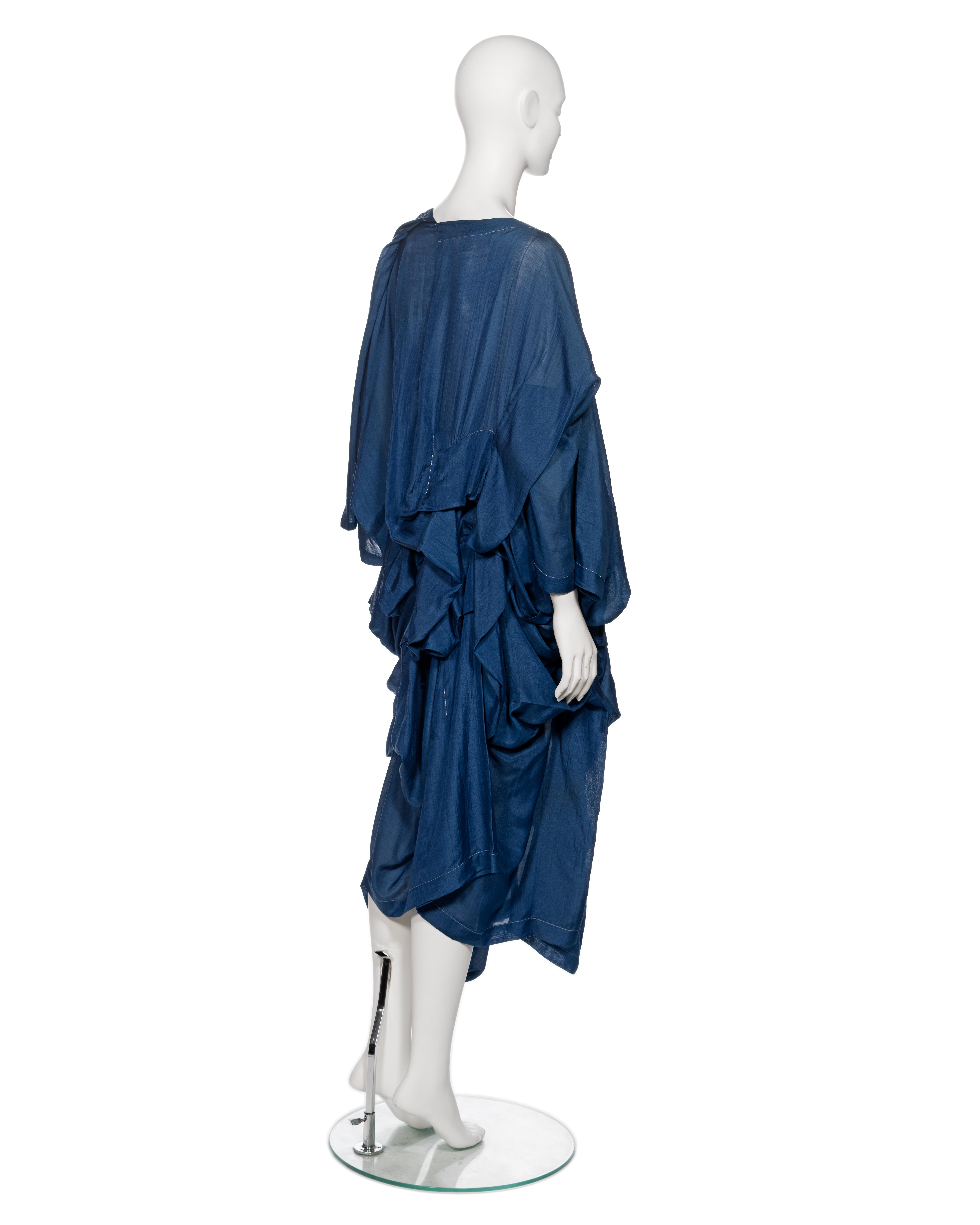 Comme des Garçons Blaues Drapiertes Kleid aus Seide und Rayon, FW 1984 2