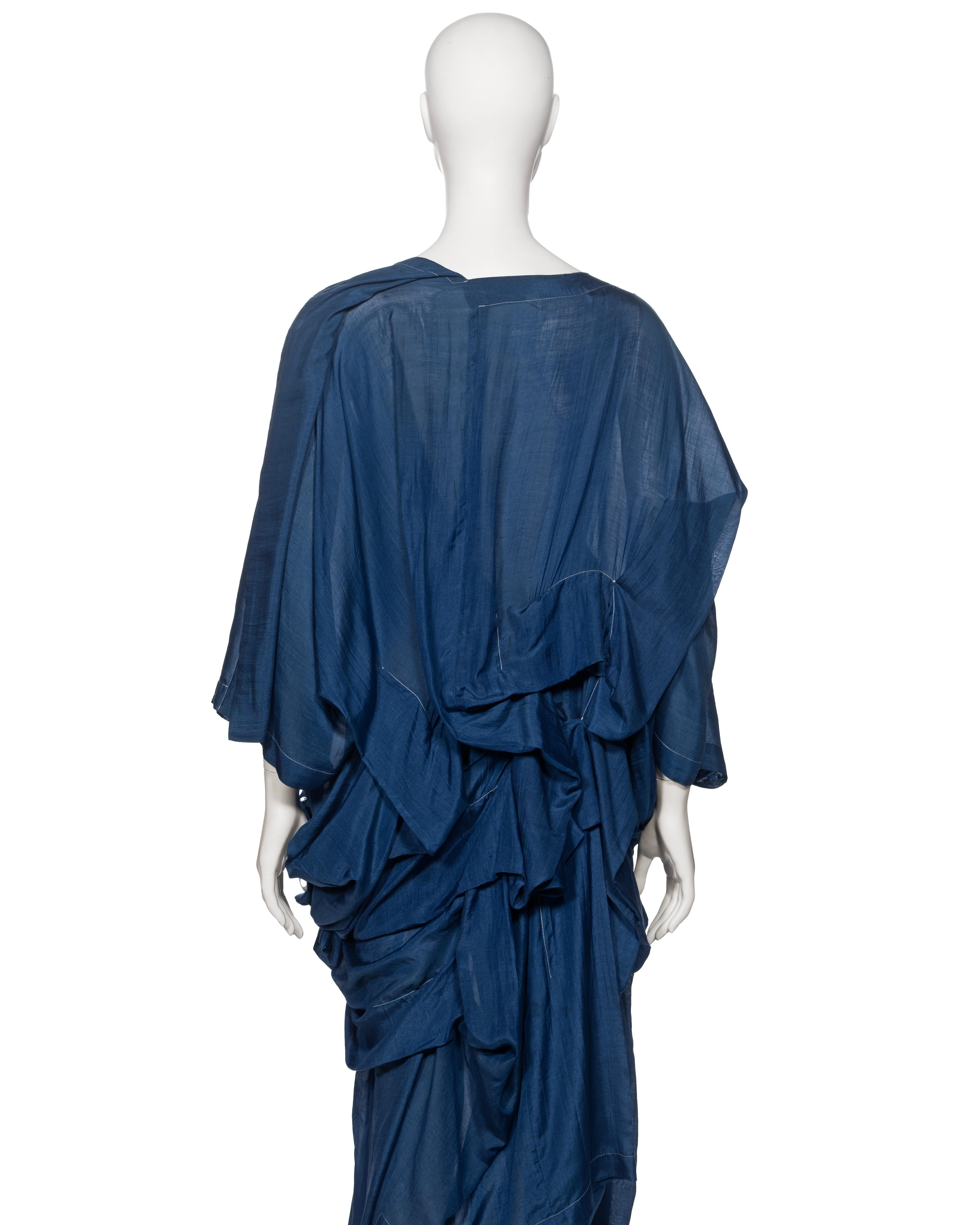 Comme Des Garçons Blue Silk and Rayon Draped Dress, FW 1984 5