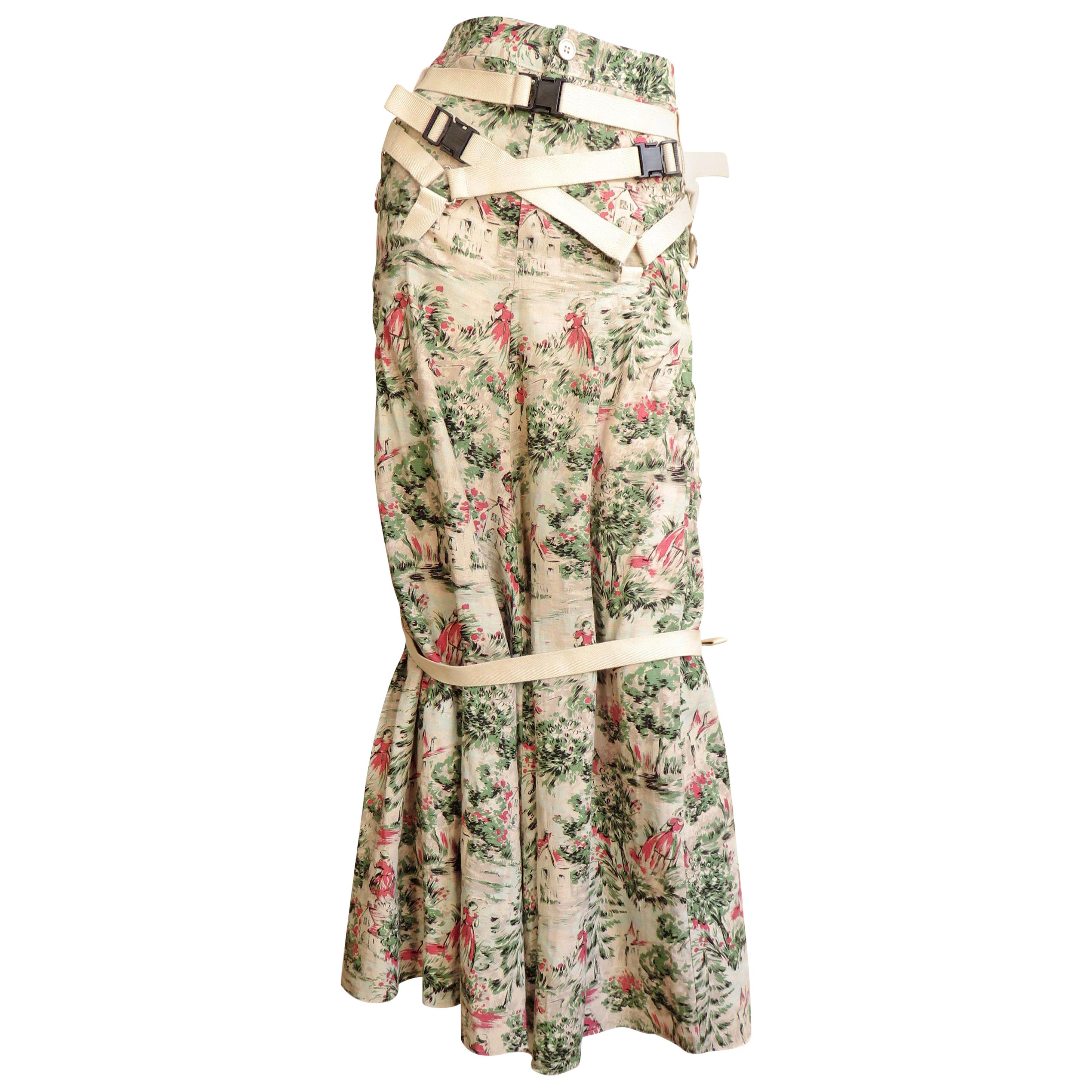 Junya Watanabe Comme des Garcons Denim Skirt with Fringe Selvedge Trim
