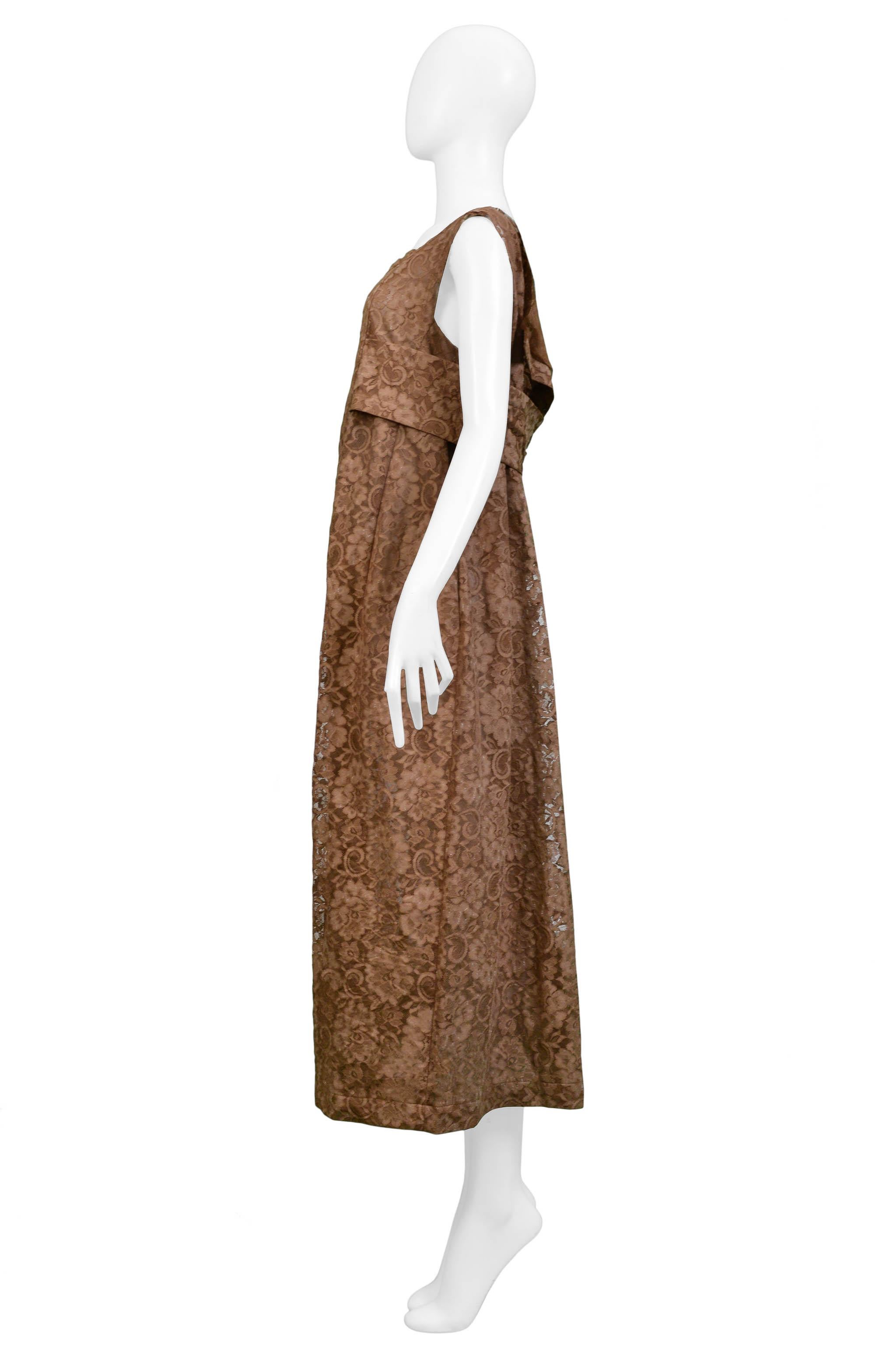 Comme Des Garcons Brown Lace Apron Dress In Excellent Condition For Sale In Los Angeles, CA