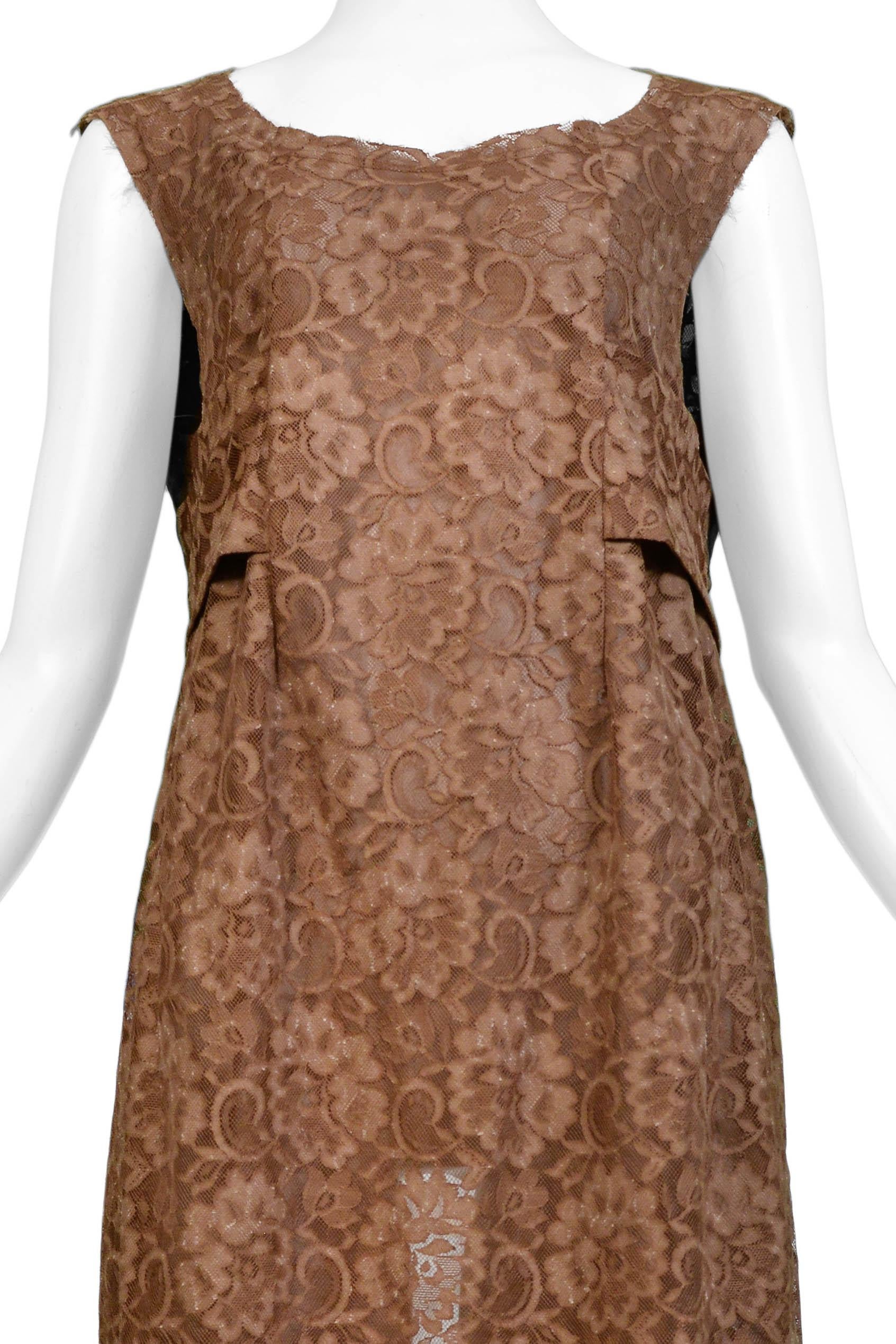 Women's Comme Des Garcons Brown Lace Apron Dress For Sale