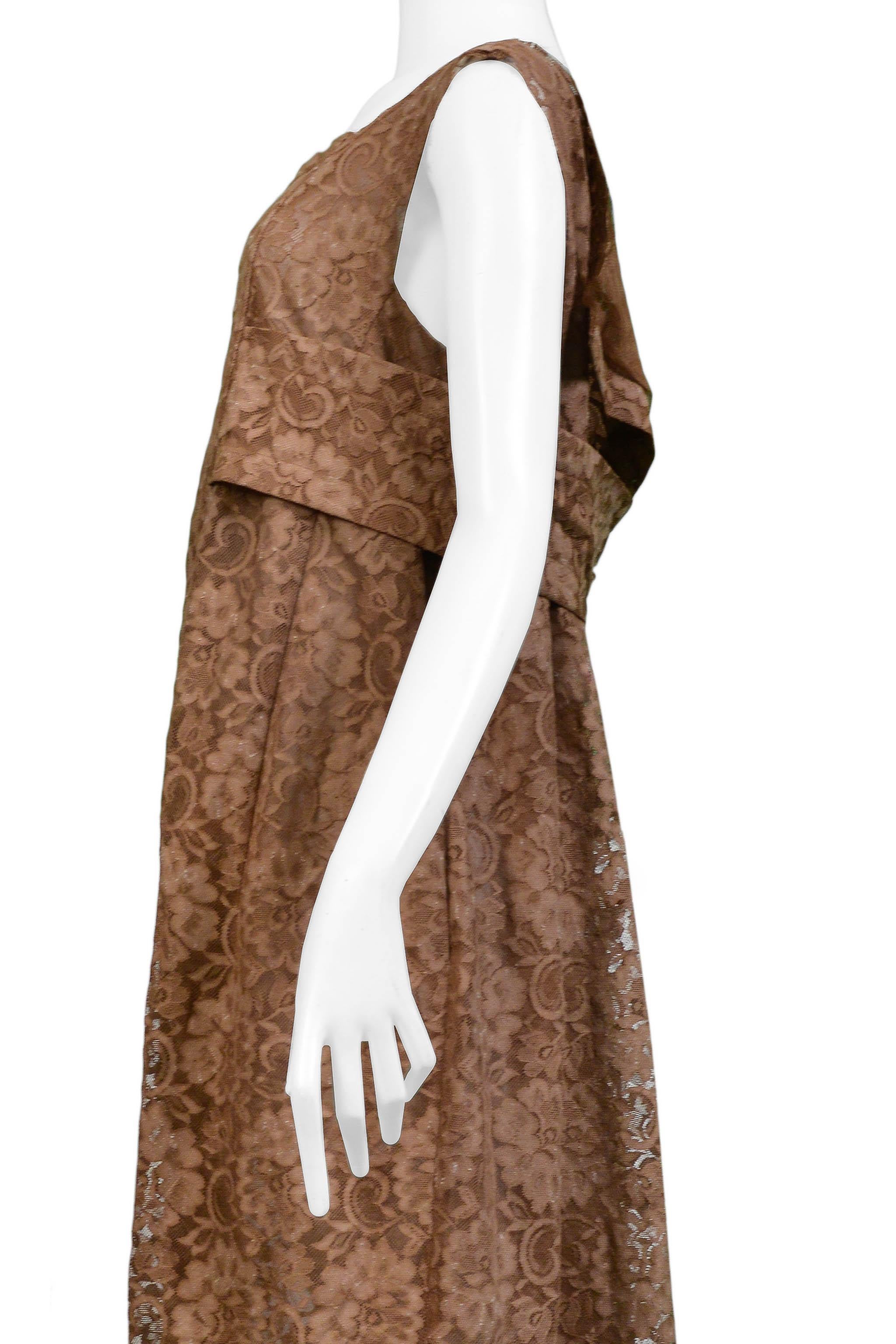 Comme Des Garcons Brown Lace Apron Dress For Sale 1