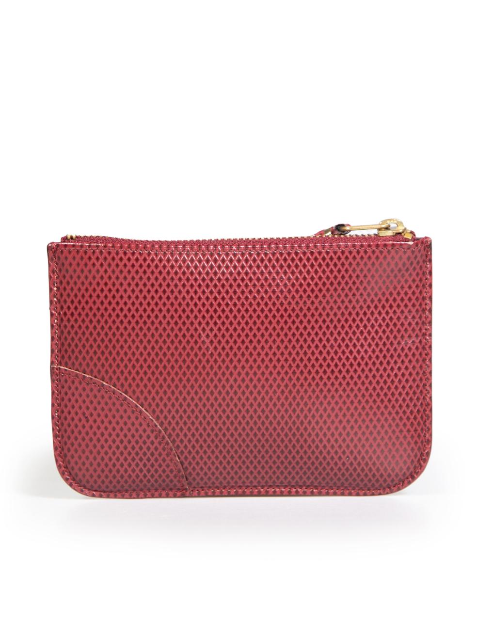 Pink Comme Des Garcons Burgundy Embossed Leather Pouch