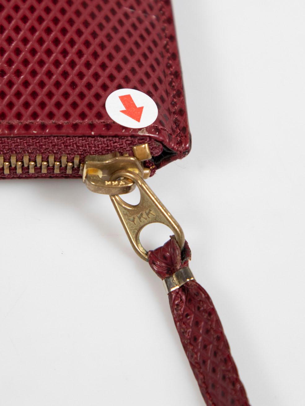 Comme Des Garcons Burgundy Embossed Leather Pouch 2