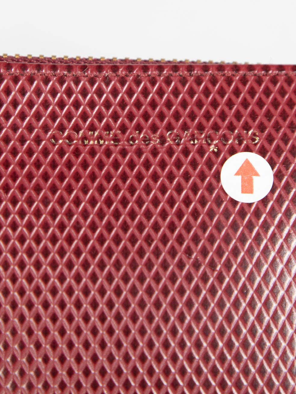 Comme Des Garcons Burgundy Embossed Leather Pouch 3