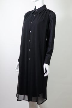 Comme Des Garçons Button-up Black Chiffon Shirt Dress