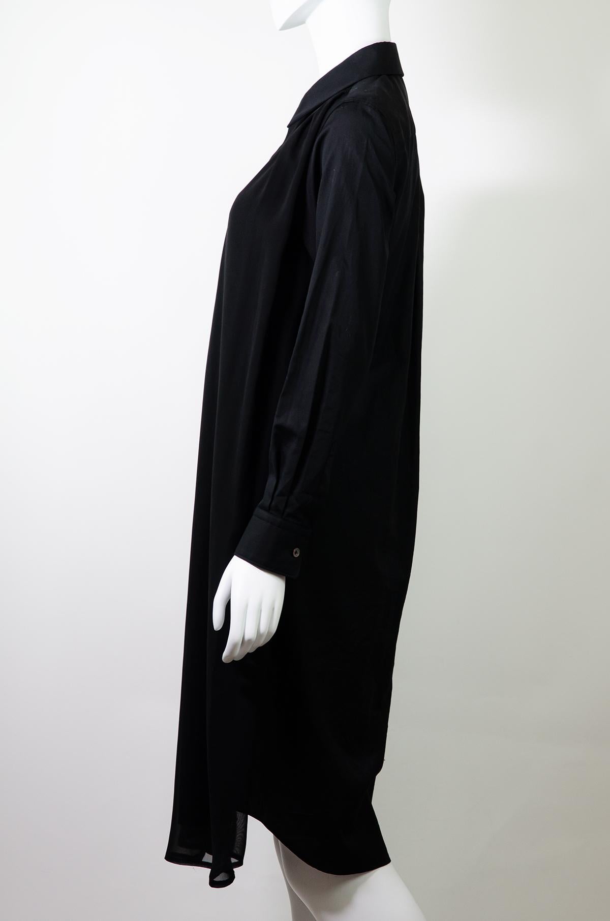 Comme Des Garçons Button-up Black Chiffon Shirt Dress  In Excellent Condition For Sale In Berlin, BE
