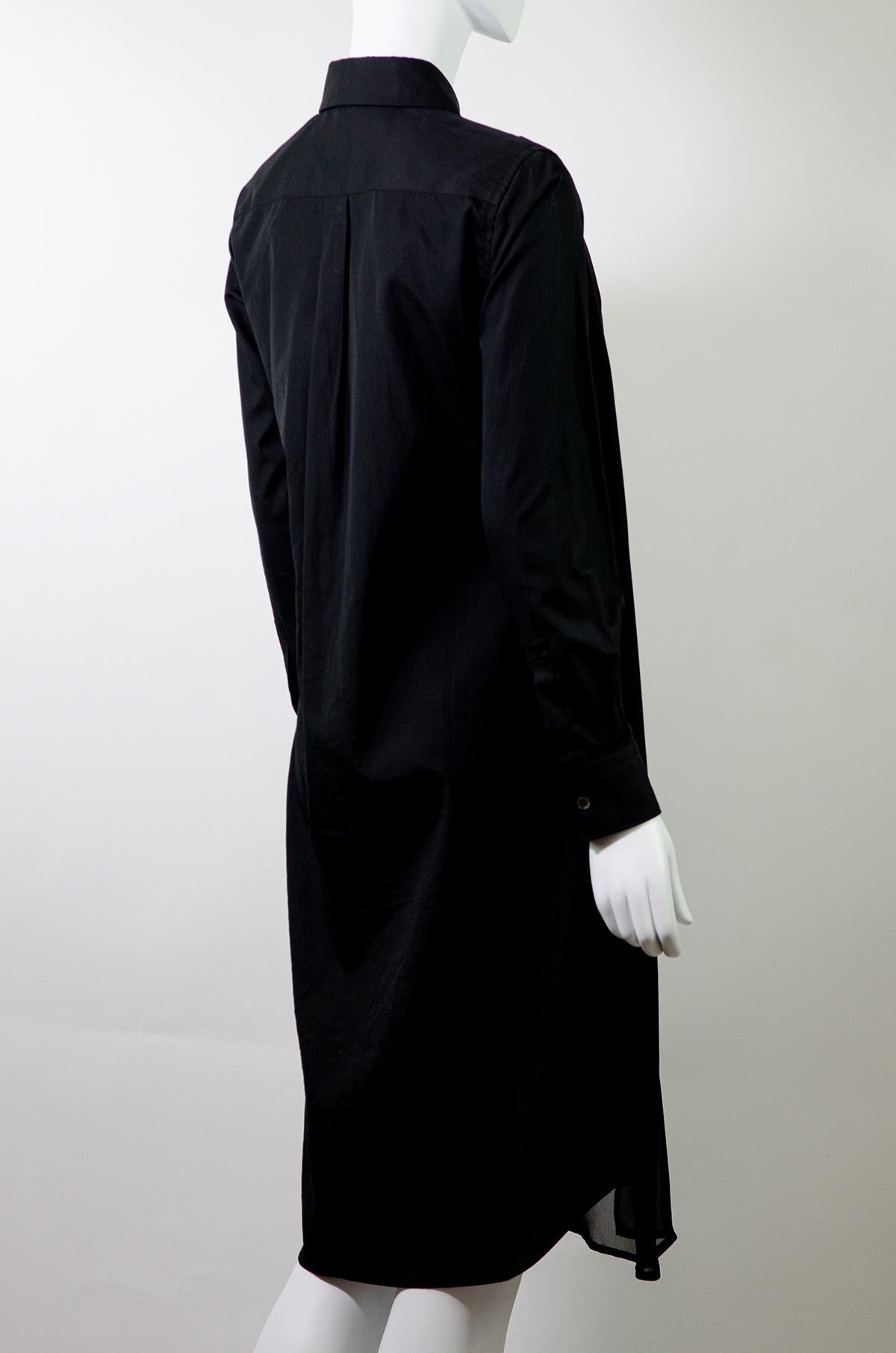 Women's Comme Des Garçons Button-up Black Chiffon Shirt Dress  For Sale