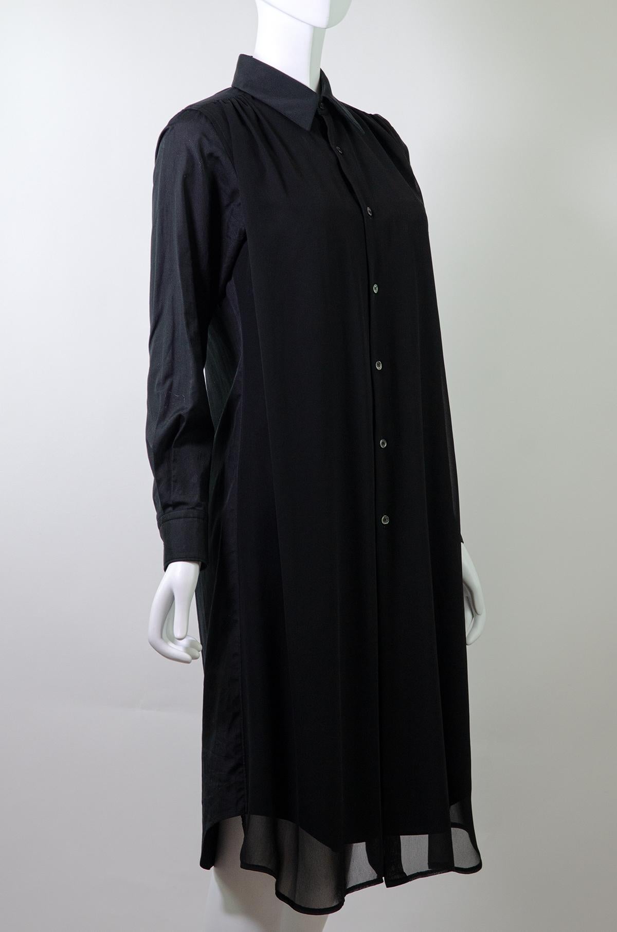Comme Des Garçons Button-up Black Chiffon Shirt Dress  For Sale 1