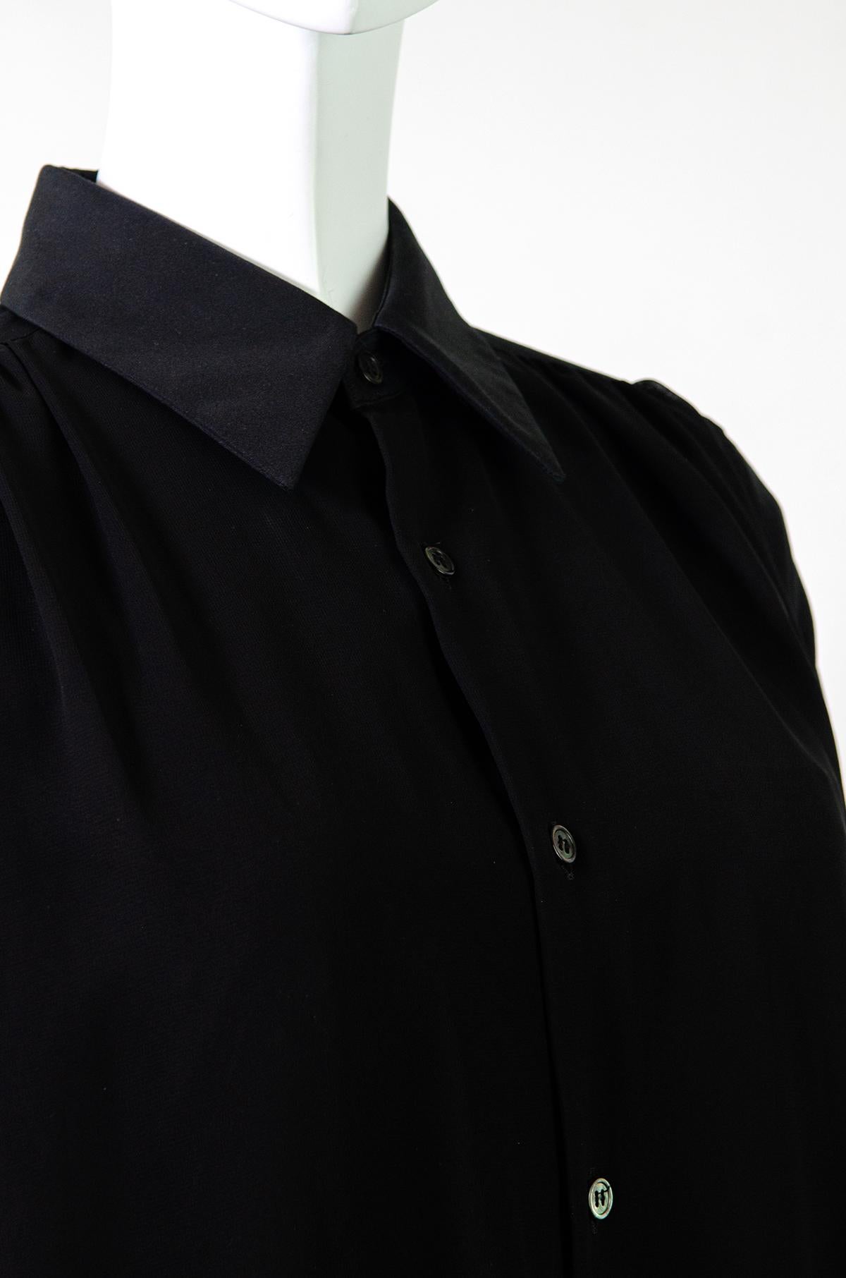 Comme Des Garçons Button-up Black Chiffon Shirt Dress  For Sale 2