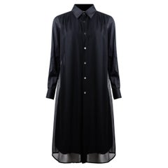 Comme Des Garçons Button-up Black Chiffon Shirt Dress 