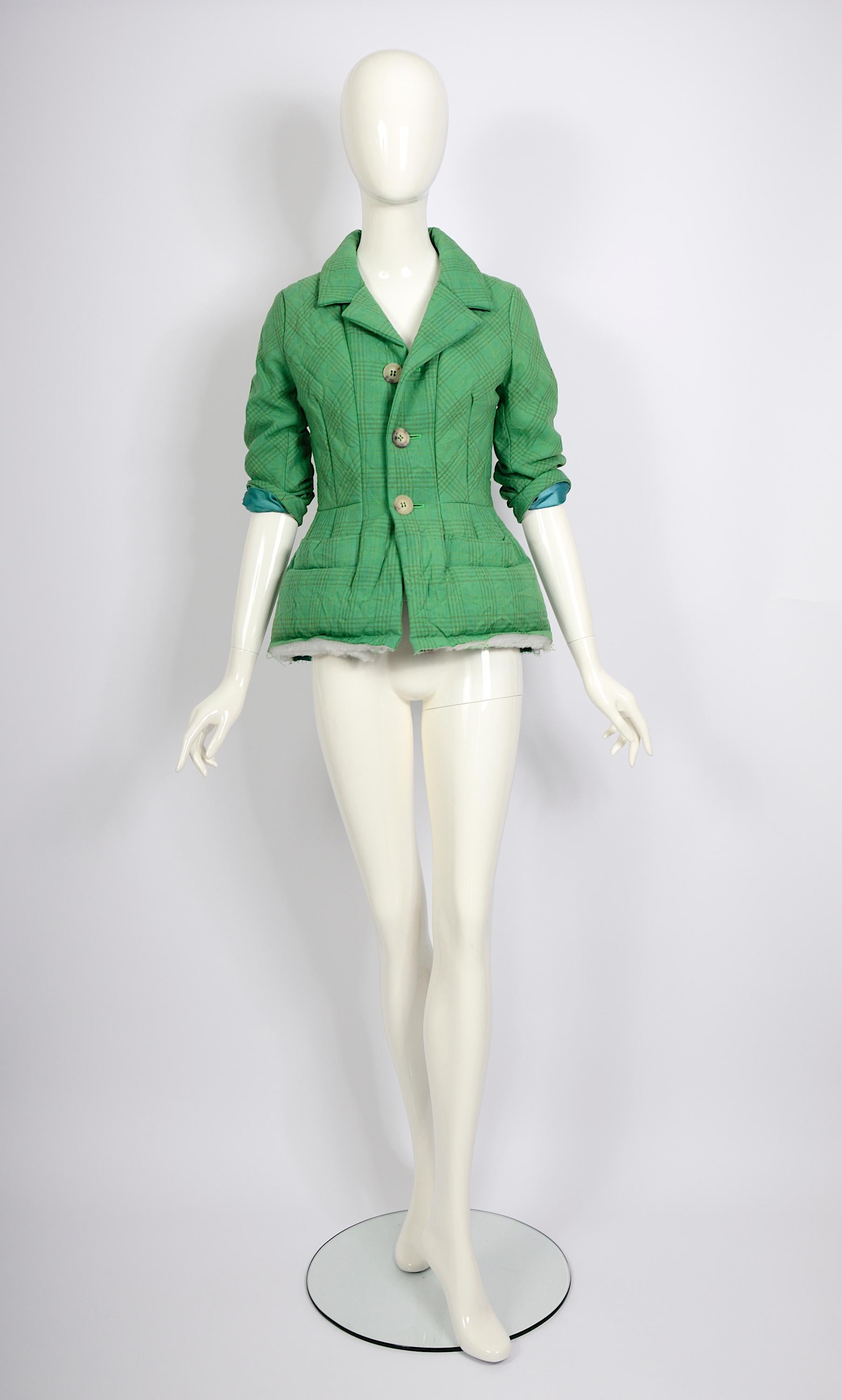 Comme des Garçons by Junya Watanabe vintage FW 2004 green padded basque jacket   For Sale 6