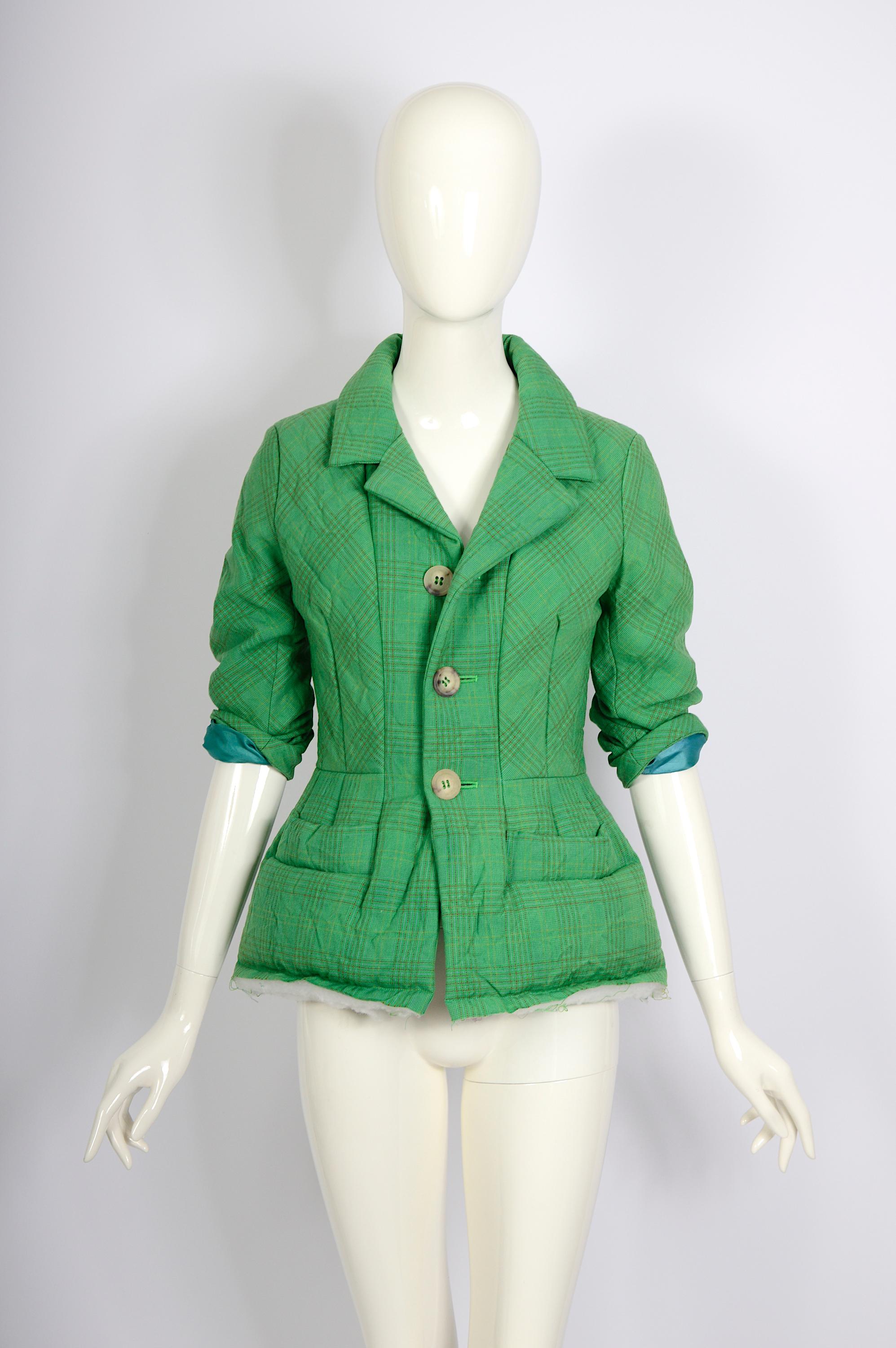Comme des Garçons by Junya Watanabe vintage FW 2004 green padded basque jacket   For Sale 7