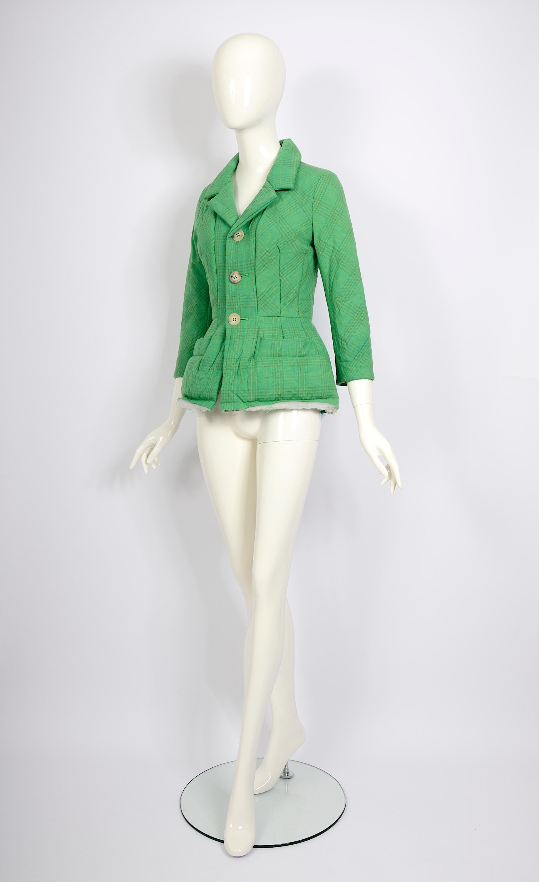 Comme des Garçons by Junya Watanabe vintage FW 2004 green padded basque jacket   In Excellent Condition For Sale In Antwerp, BE