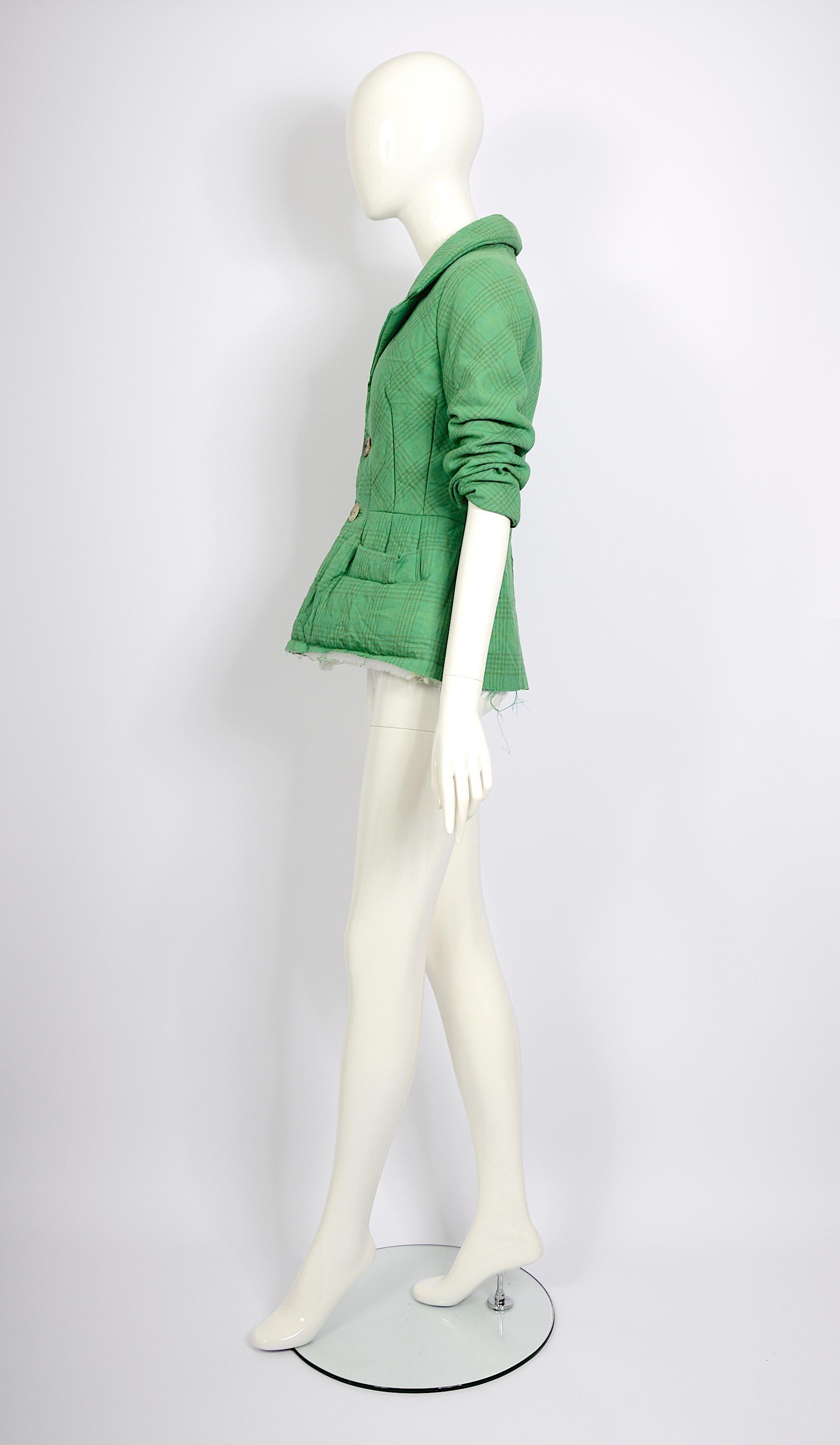 Women's Comme des Garçons by Junya Watanabe vintage FW 2004 green padded basque jacket   For Sale