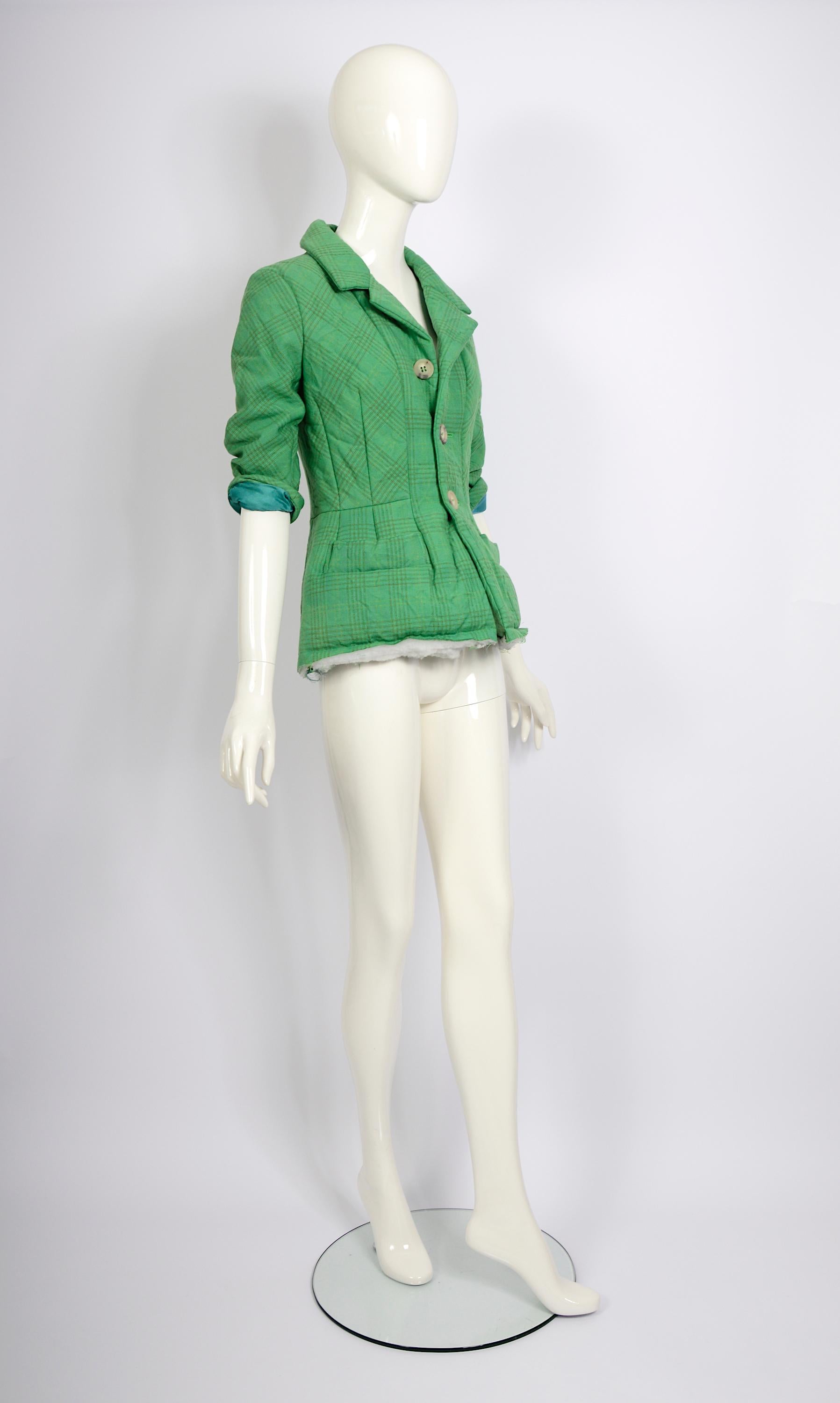 Comme des Garçons by Junya Watanabe vintage FW 2004 green padded basque jacket   For Sale 5