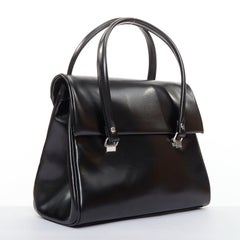 COMME DES GARCONS CDG black buffed faux leather foldover duffle bag