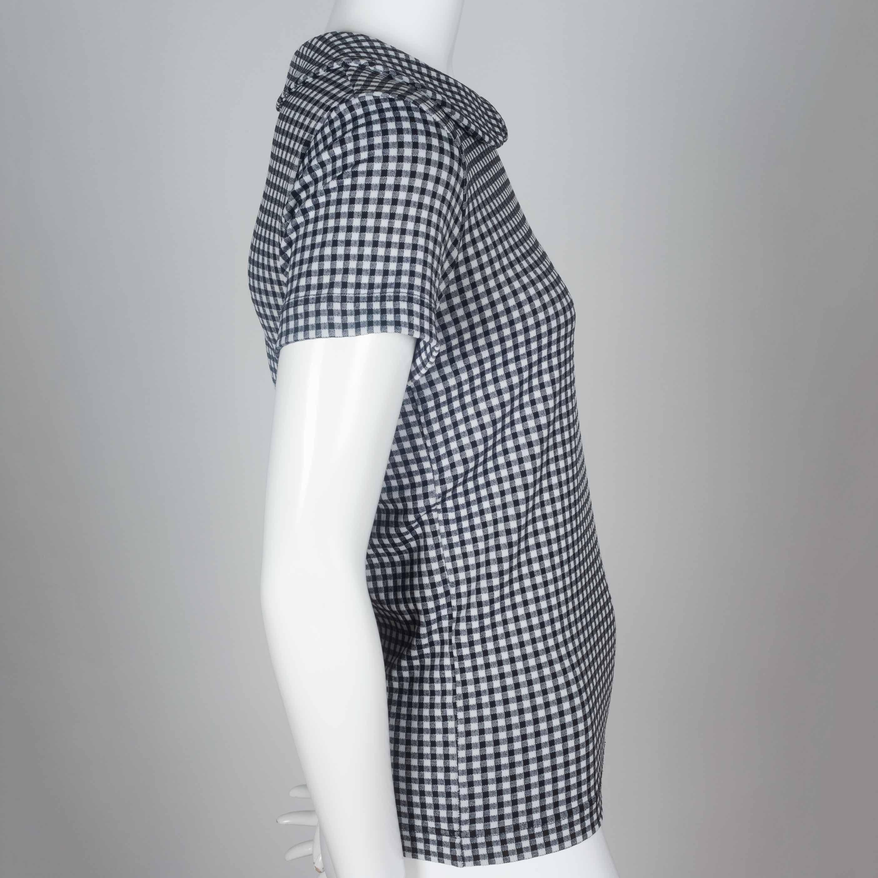 Gray  Comme des Garçons Checkered T-Shirt with Collar, 1996