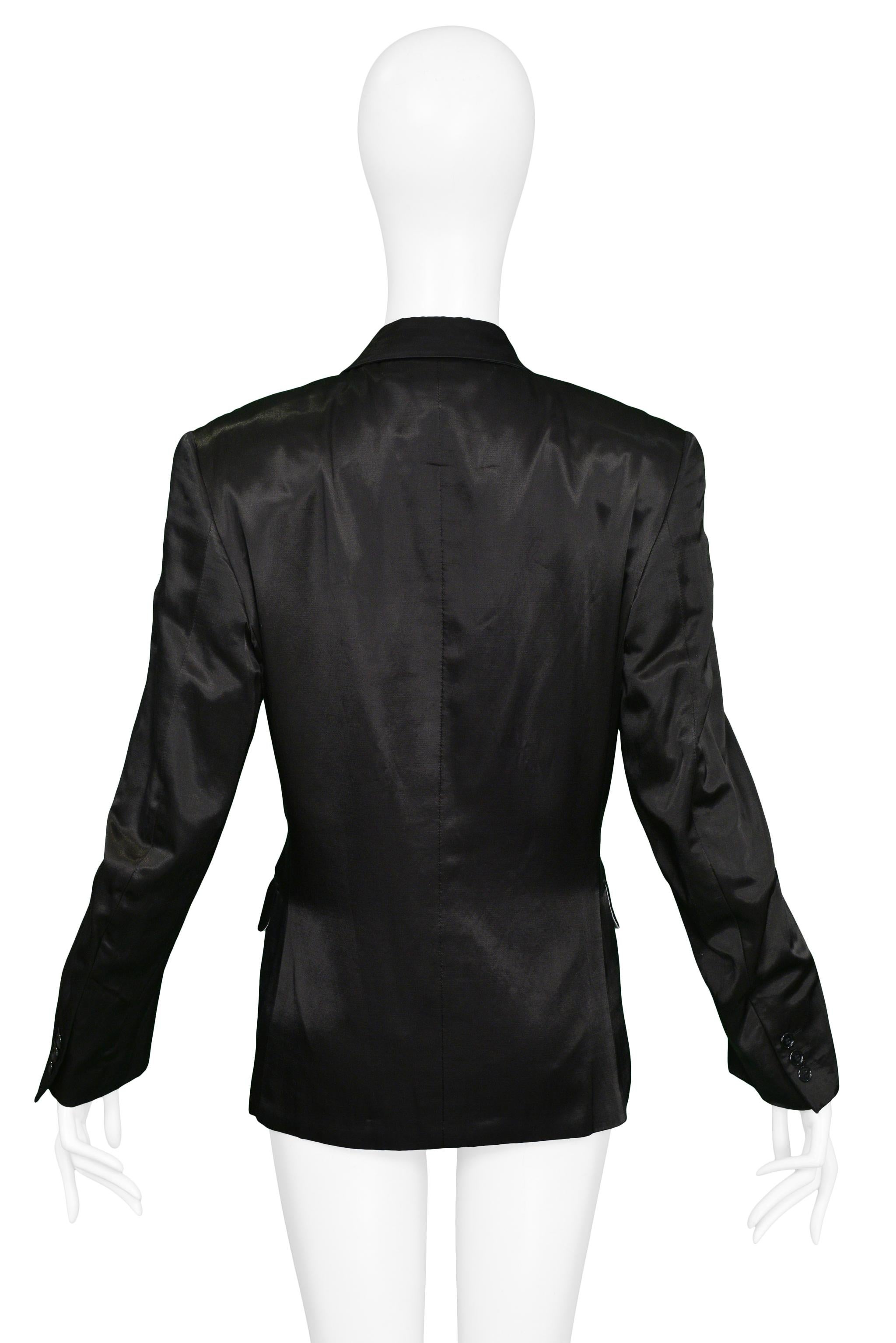 Comme Des Garcons Classic Black Satin Blazer In Excellent Condition For Sale In Los Angeles, CA