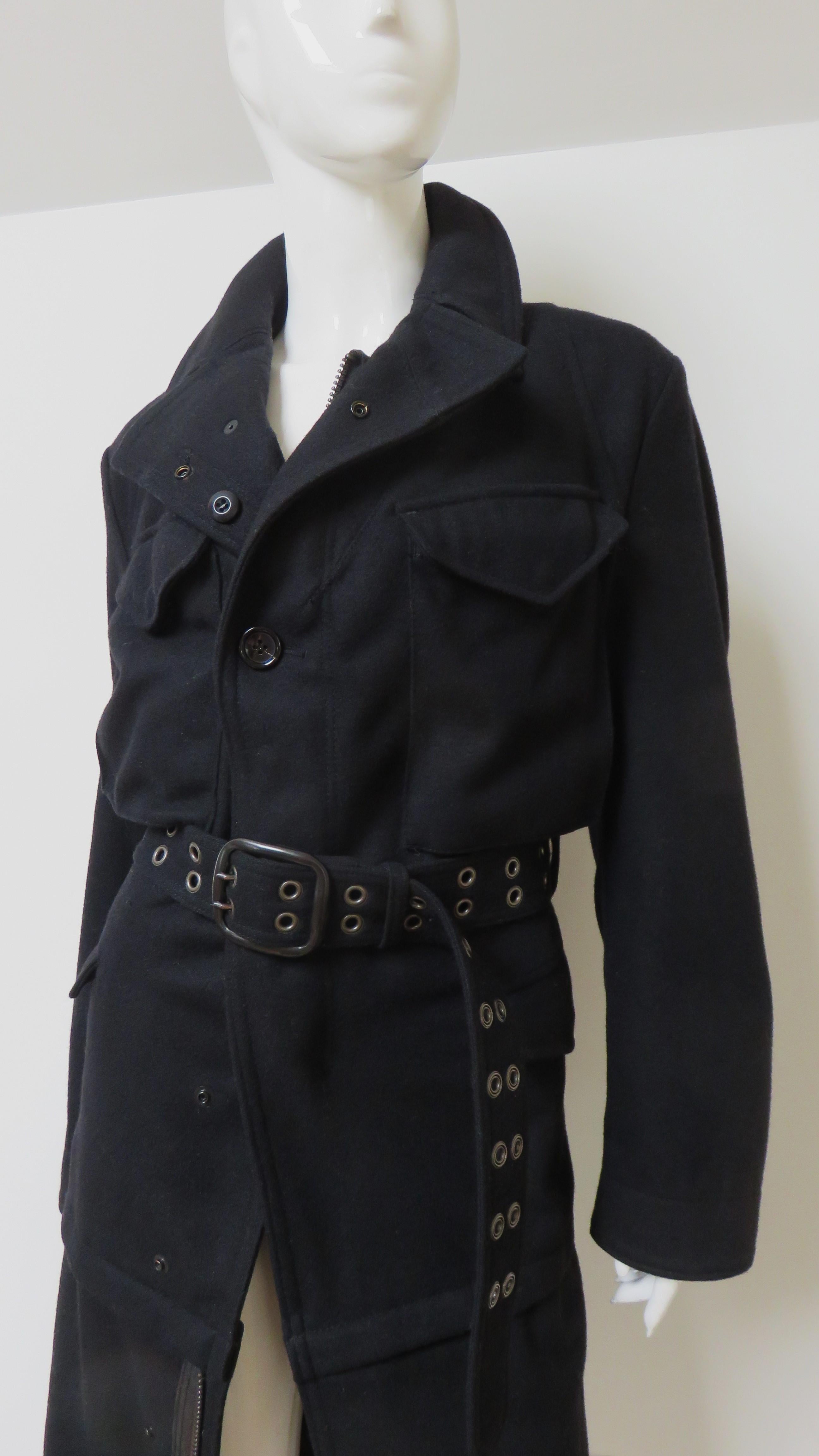 Black Comme des Garcons Coat with Belt AD 2006 For Sale
