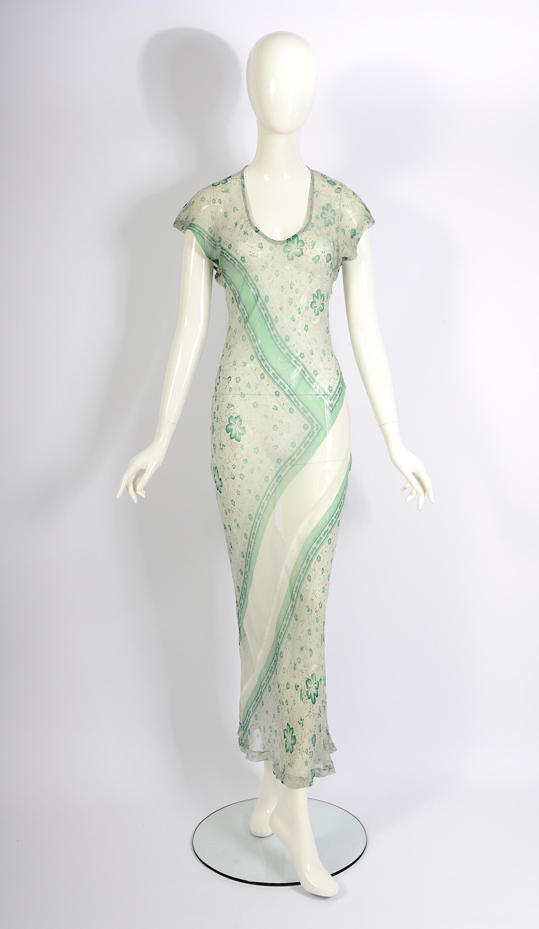 Comme des Garcons otoño 1993 colección Synergy vestido slip con estampado floral y corte al bies en venta 5