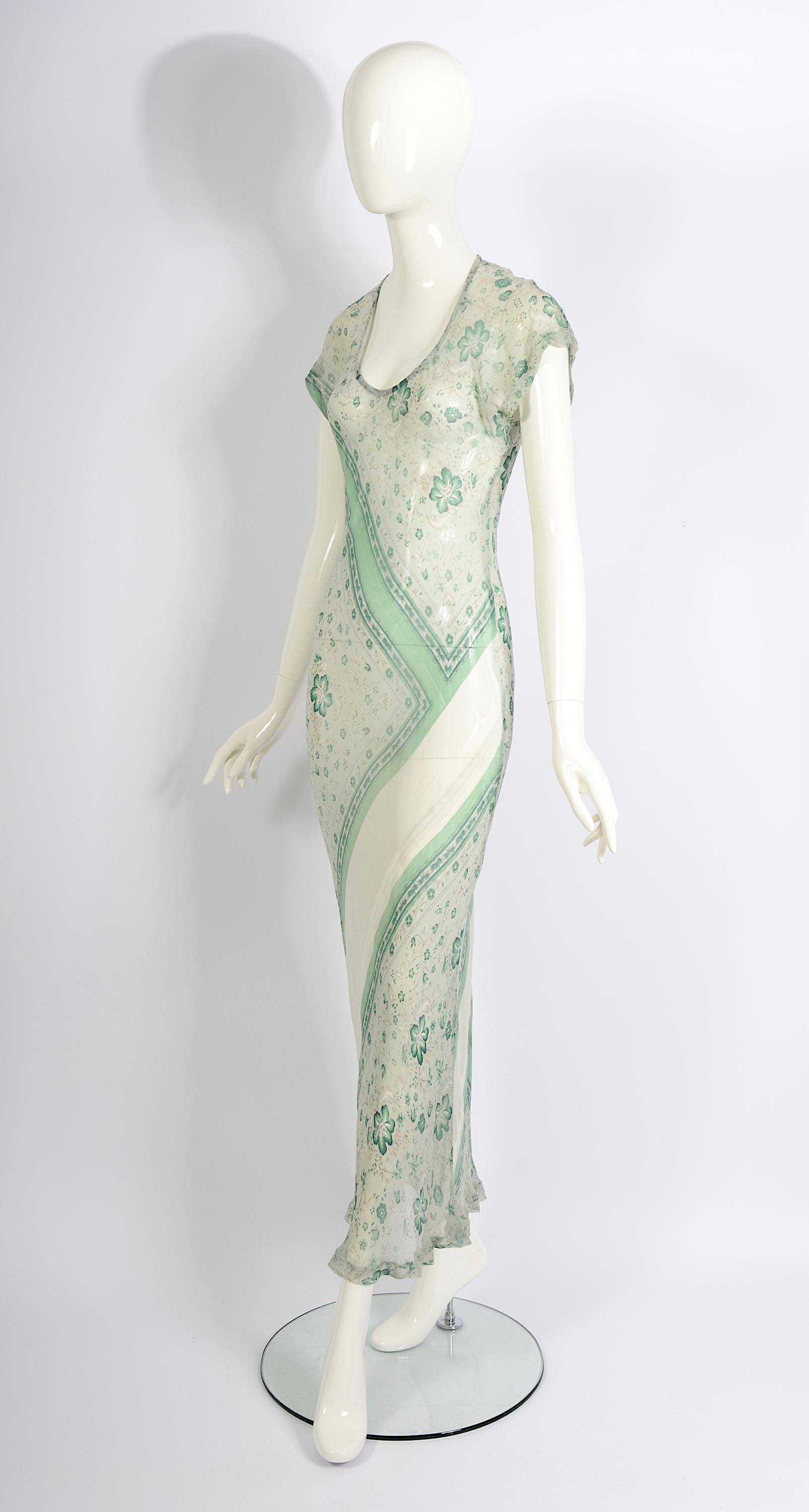 Comme des Garcons otoño 1993 colección Synergy vestido slip con estampado floral y corte al bies en venta 6