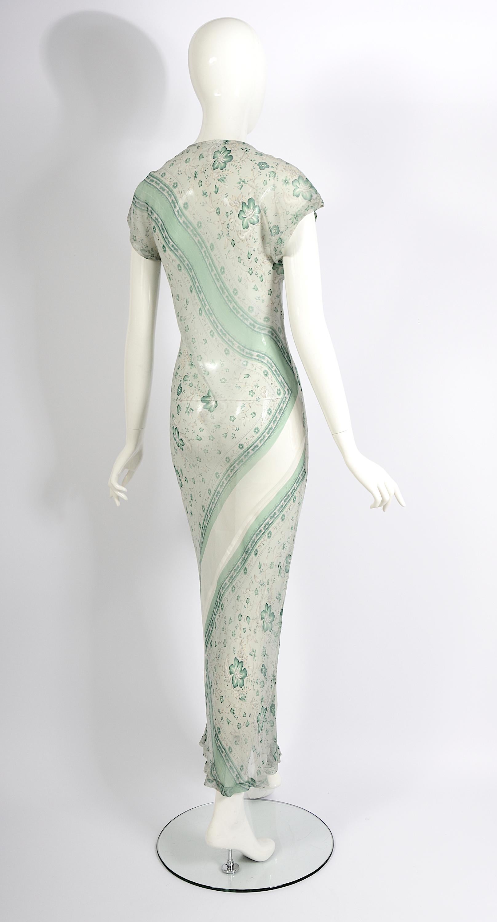 Comme des Garcons otoño 1993 colección Synergy vestido slip con estampado floral y corte al bies en venta 2