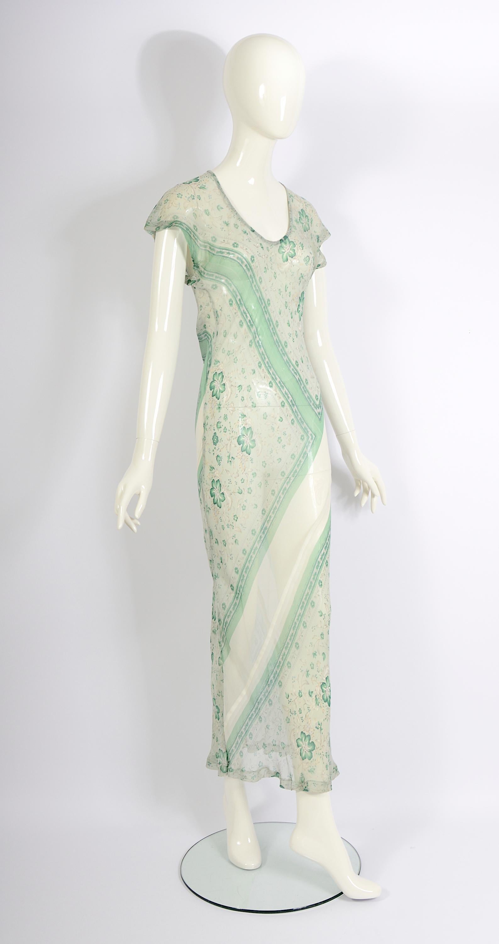Comme des Garcons otoño 1993 colección Synergy vestido slip con estampado floral y corte al bies en venta 4