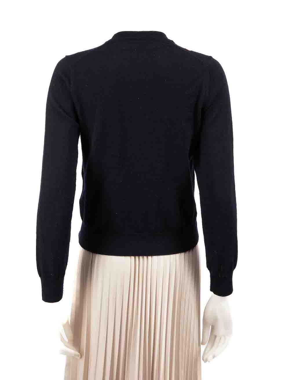 Comme Des Garcons Comme Des Garcons GIRL Navy Beaded Detail Jumper Size S In Good Condition For Sale In London, GB