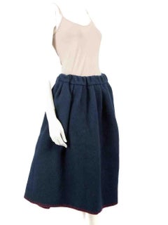 Comme Des Garcons Comme Des Garcons Girl Navy Felted Midi Full Skirt Size M