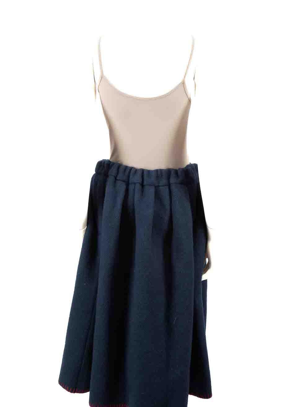 Comme Des Garcons Comme Des Garcons Girl Navy Felted Midi Full Skirt Size M In New Condition For Sale In London, GB
