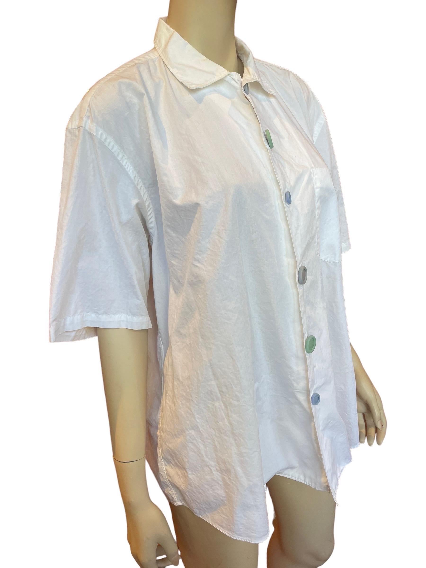 Women's or Men's Comme des Garçons Cotton Shirt With Funky Buttons  For Sale
