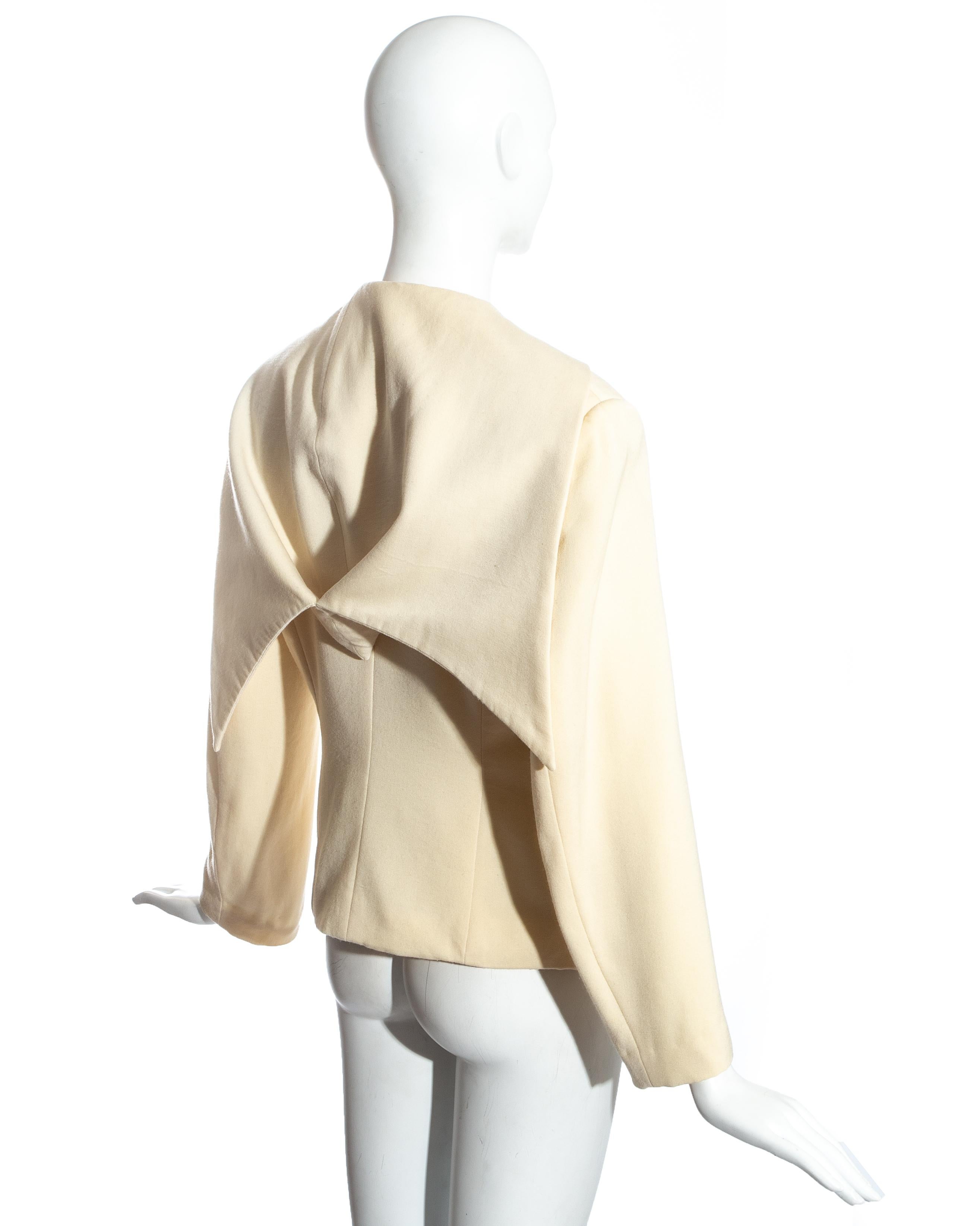 Comme des Garçons cream wool hooded jacket, fw 1988 1