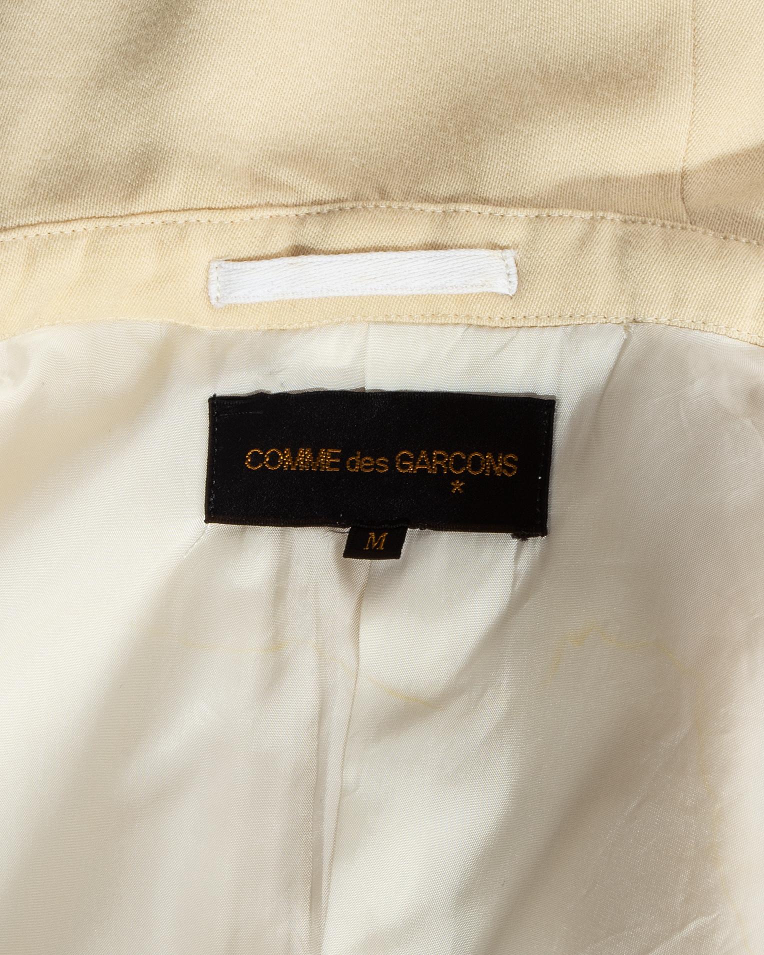 Comme des Garçons cream wool hooded jacket, fw 1988 2