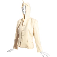 Comme des Garçons cream wool hooded jacket, fw 1988