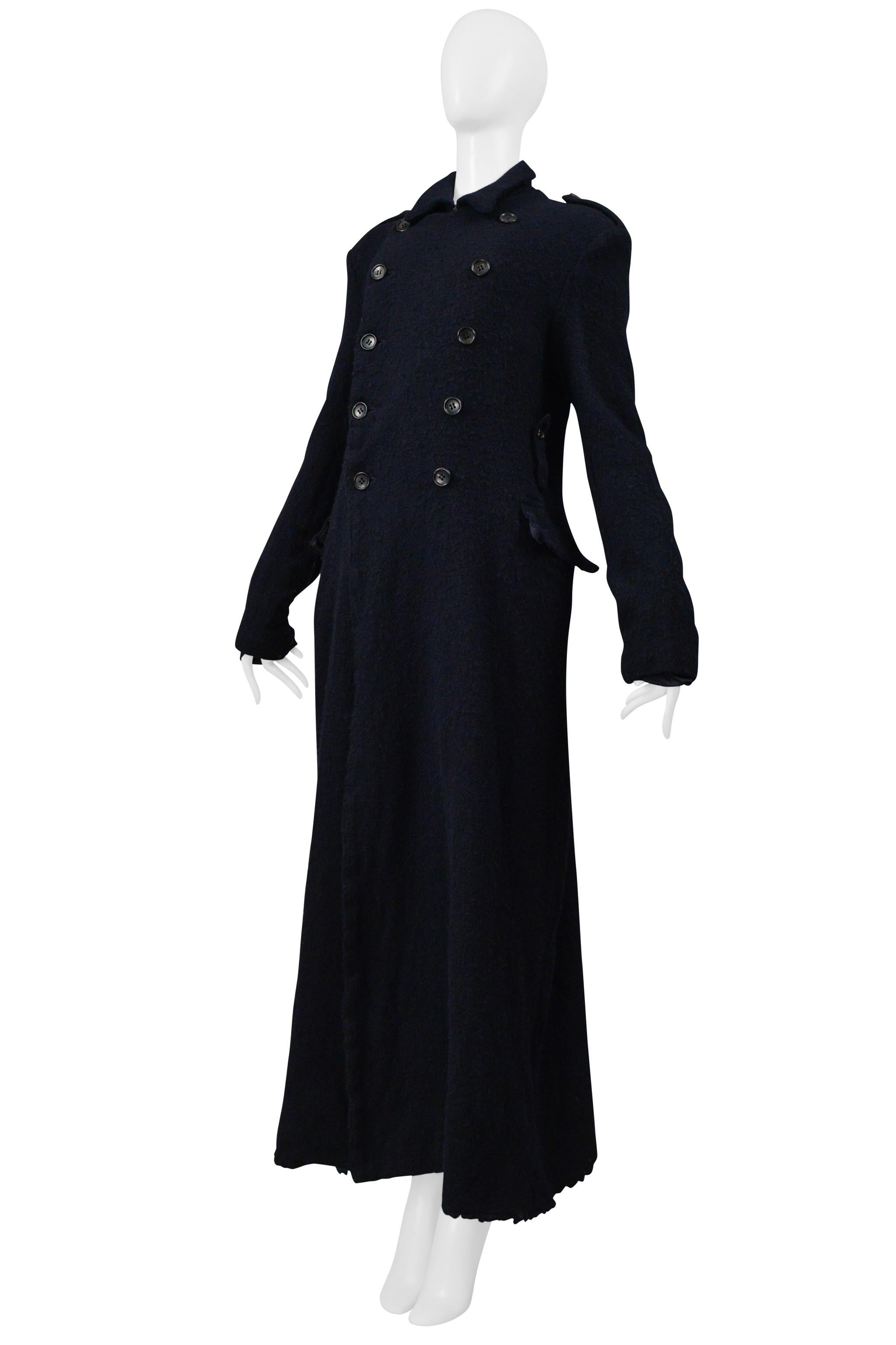 Nero Comme Des Garcons Cappotto doppiopetto in lana blu scuro 1999-2000 in vendita