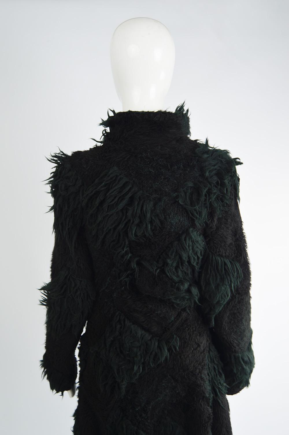 Comme Des Garcons Deconstructed Patchwork Shaggy Black Faux Fur Coat A/W 2002 For Sale 6