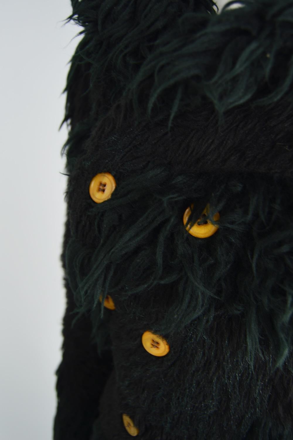 Comme Des Garcons Deconstructed Patchwork Shaggy Black Faux Fur Coat A/W 2002 For Sale 3