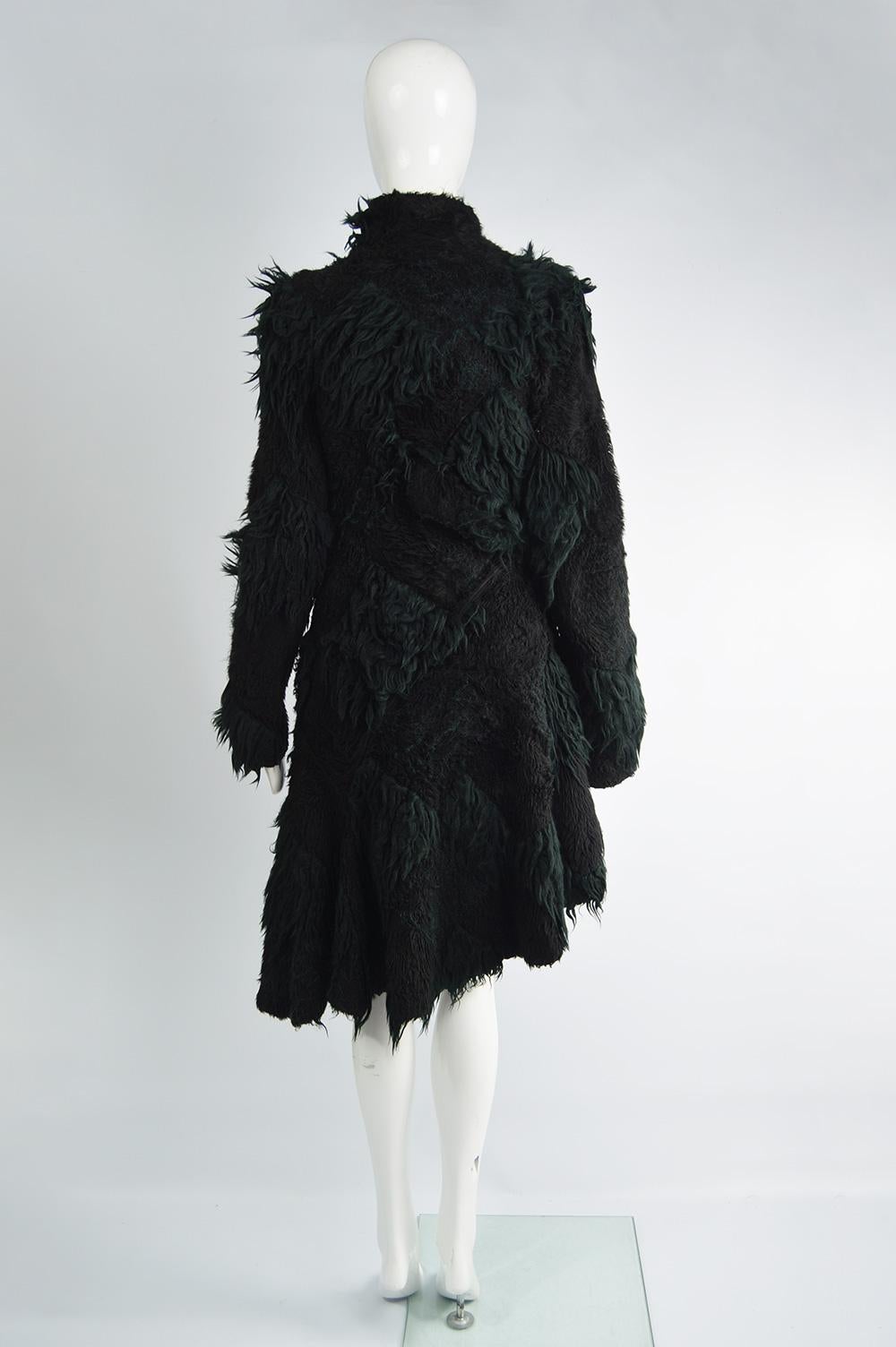 Comme Des Garcons Deconstructed Patchwork Shaggy Black Faux Fur Coat A/W 2002 For Sale 5