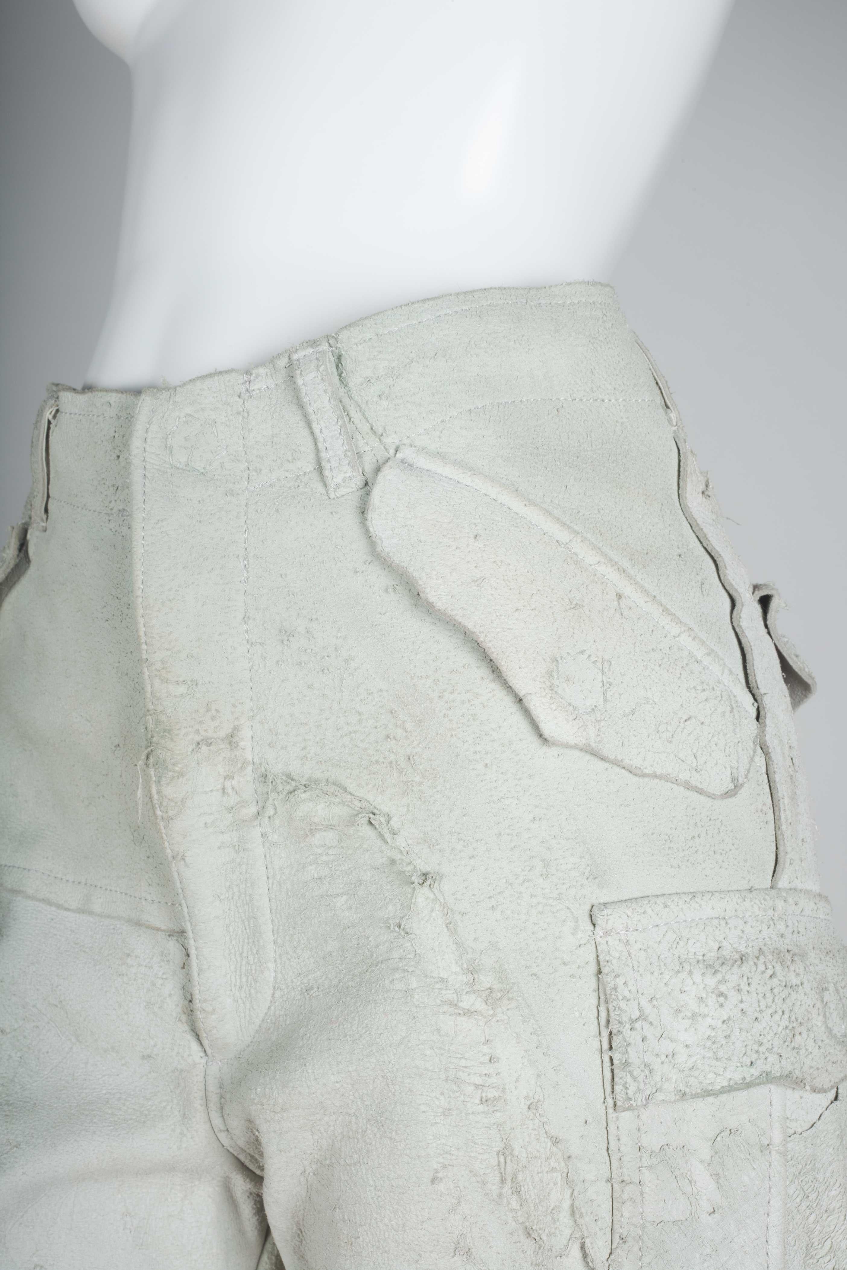 Women's or Men's Comme des Garçons Distressed Leather Pants Off-White, 2002