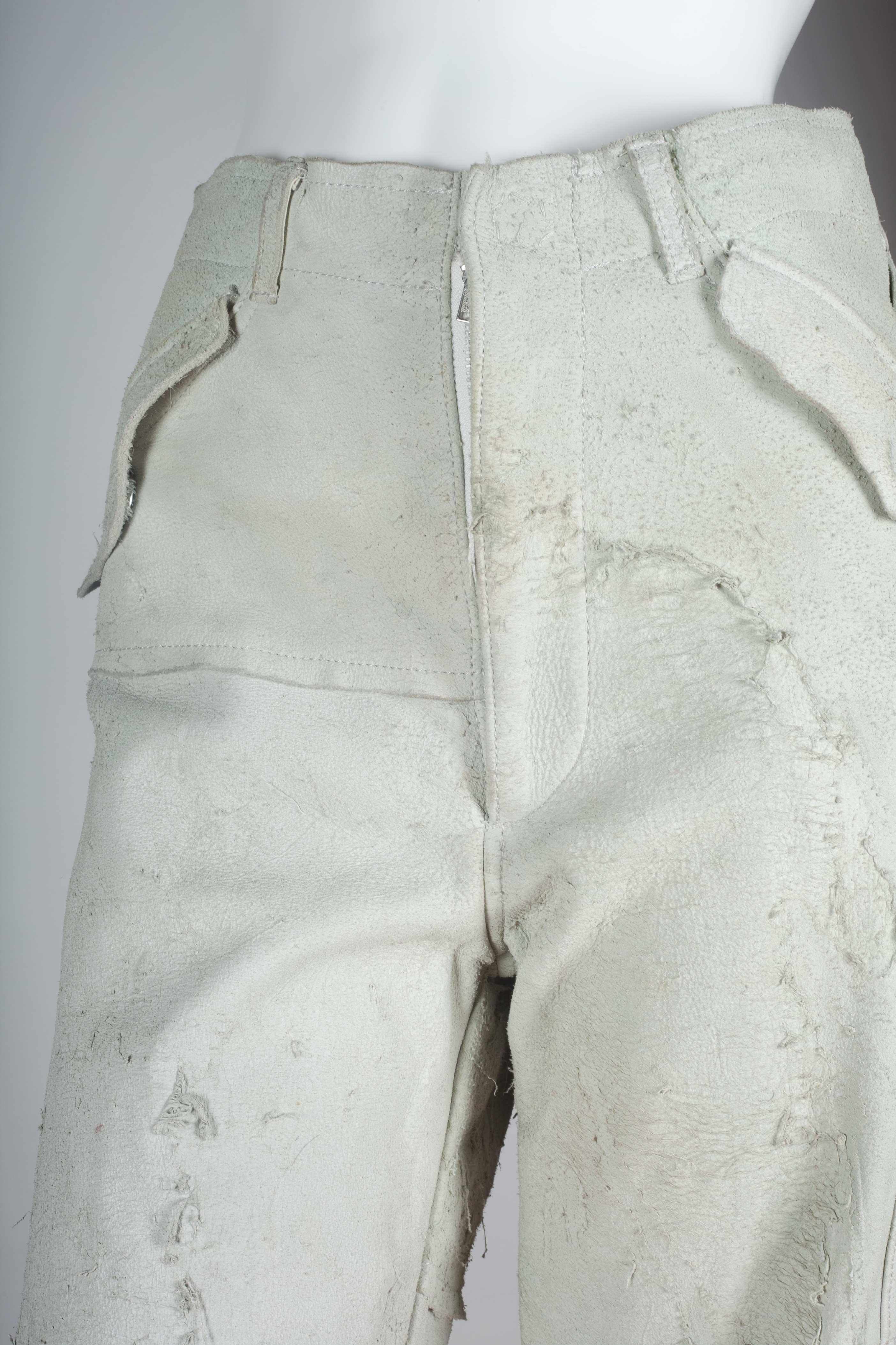 Comme des Garçons Distressed Leather Pants Off-White, 2002 1