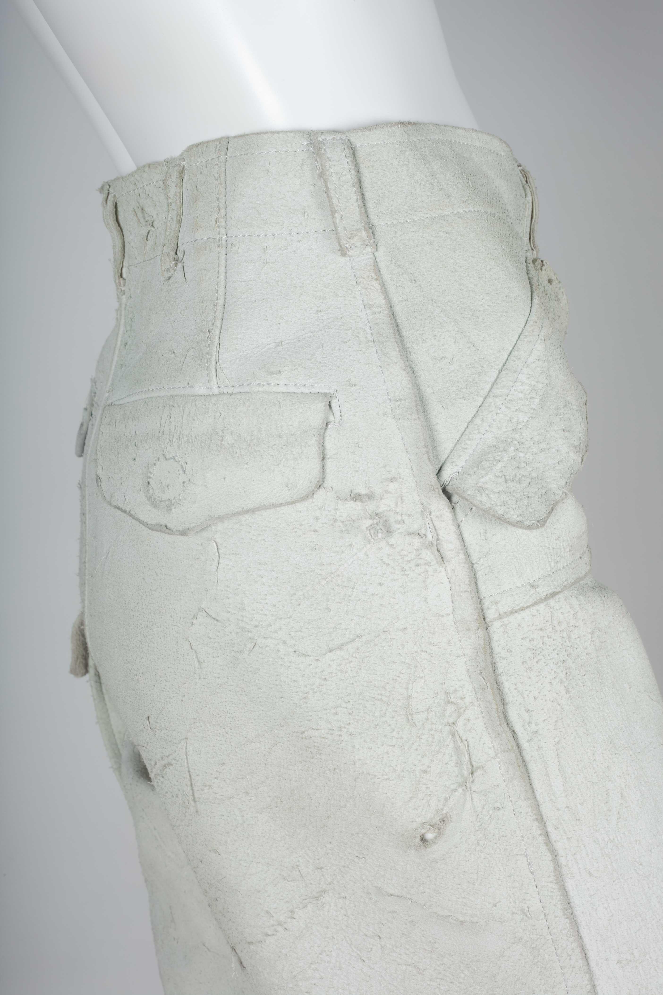 Comme des Garçons Distressed Leather Pants Off-White, 2002 3