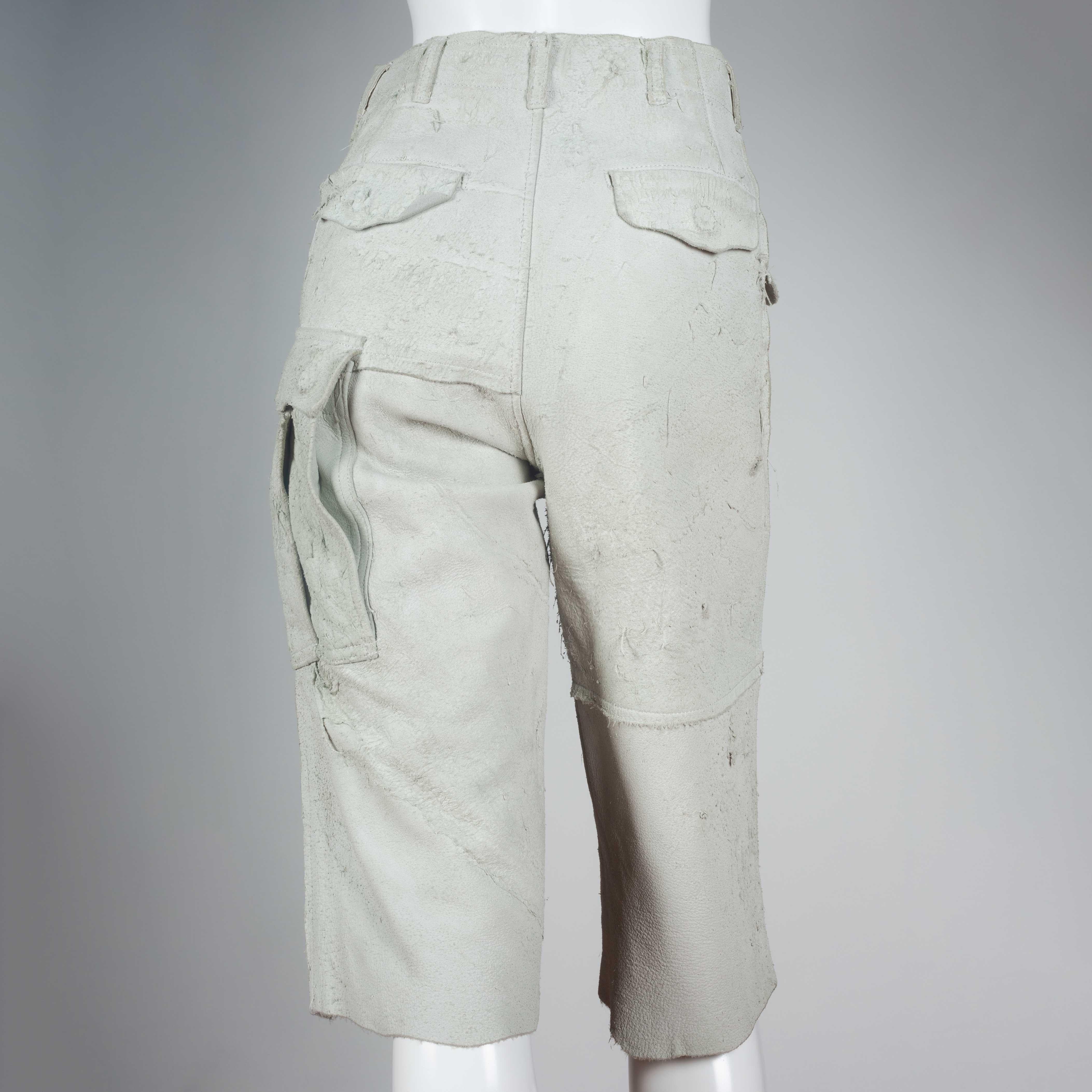 Comme des Garçons Distressed Leather Pants Off-White, 2002 4