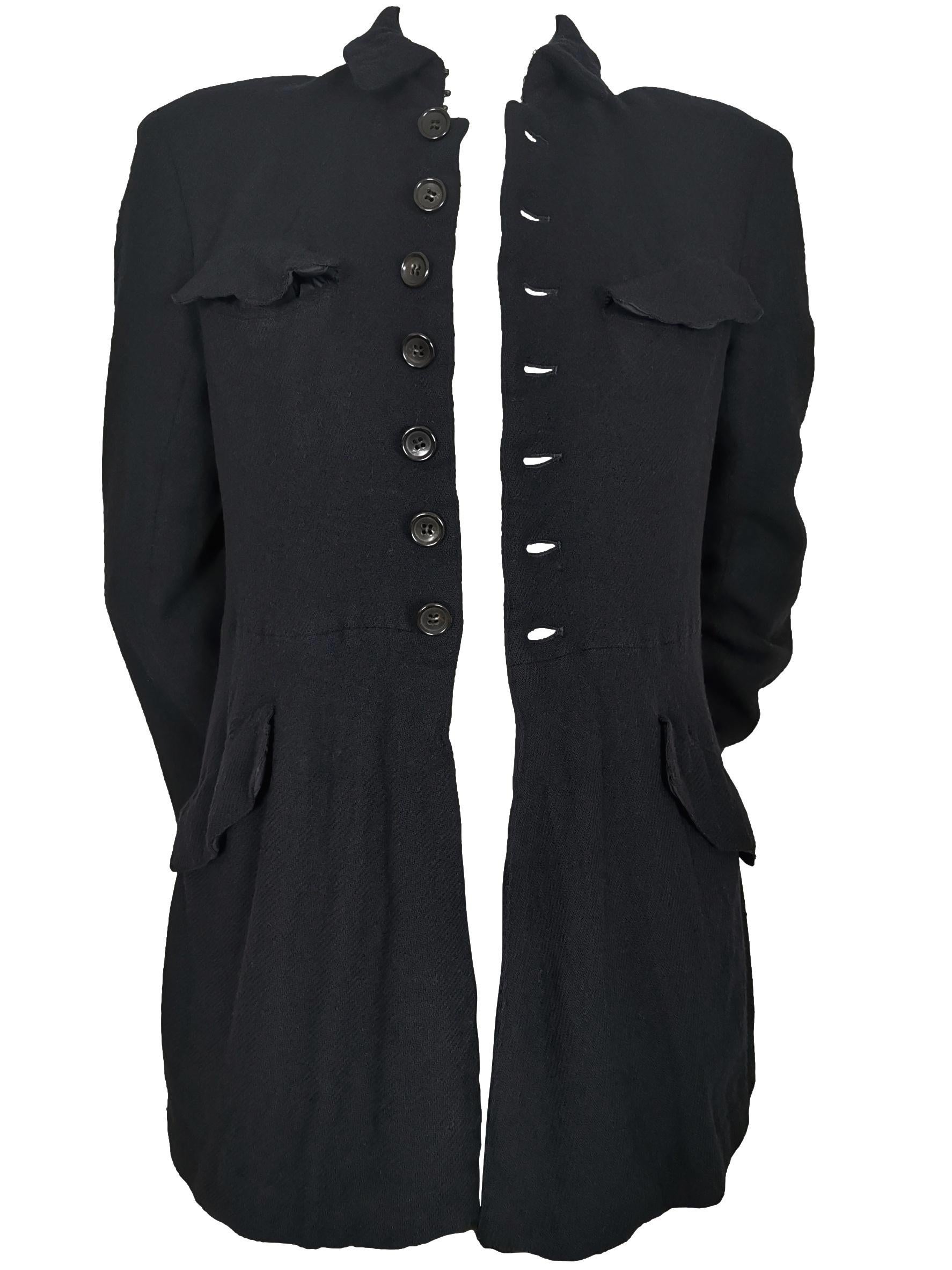 Black Comme des Garcons Distressed Wool Jacket AD1994  For Sale