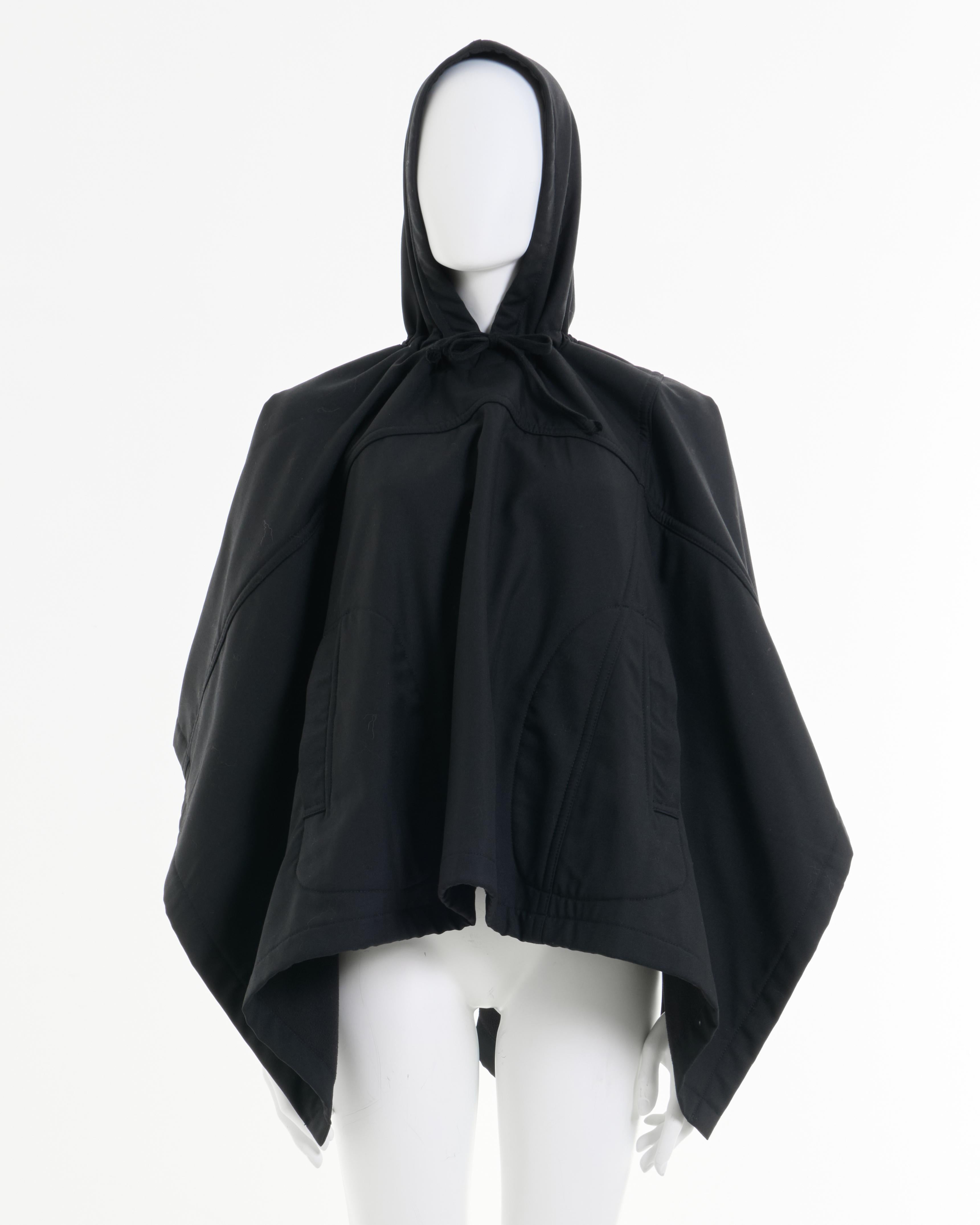 Comme des Garçons Early 2010's Black Hooded Oversized Cape For Sale 1