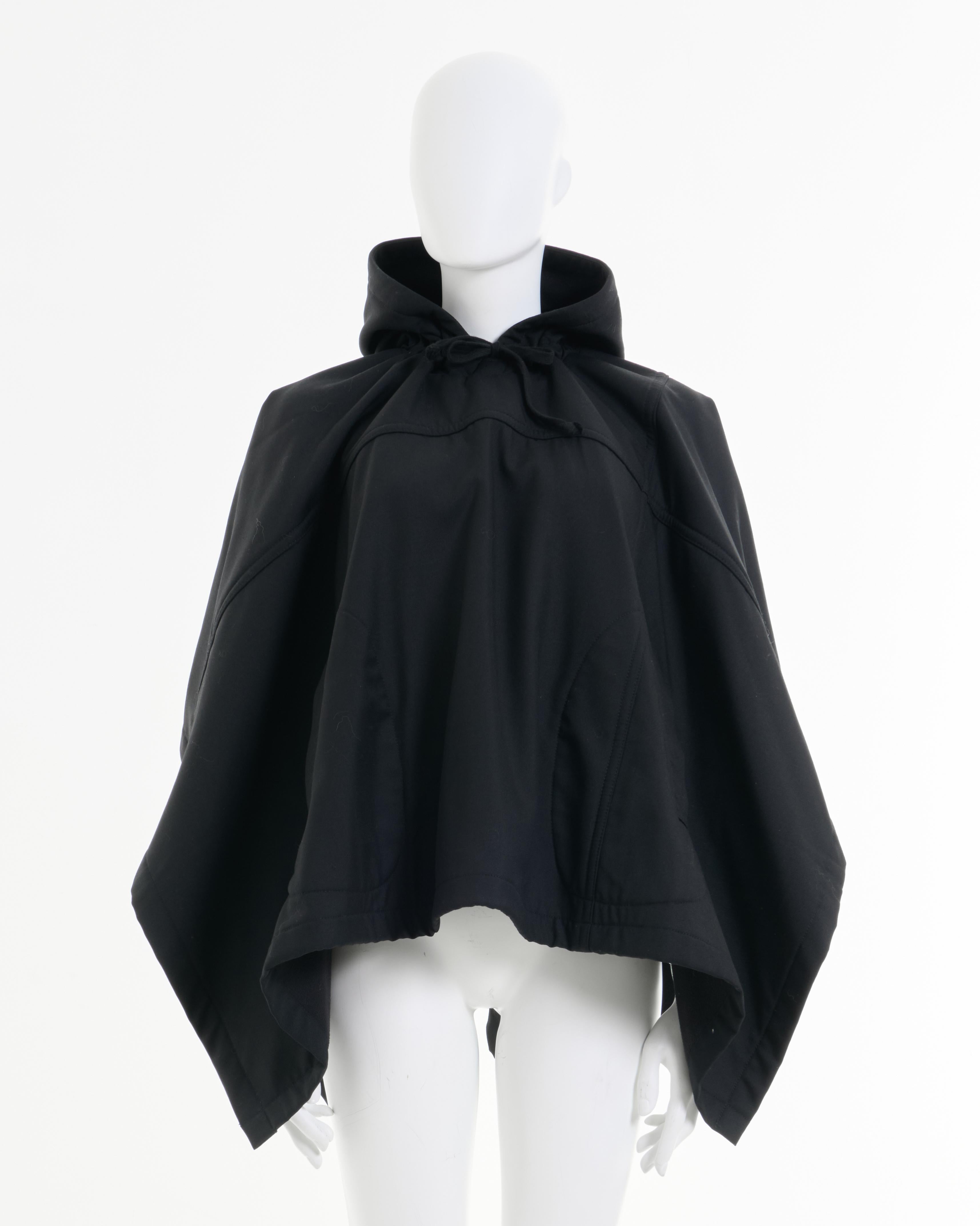 Comme des Garçons Early 2010's Black Hooded Oversized Cape For Sale 2