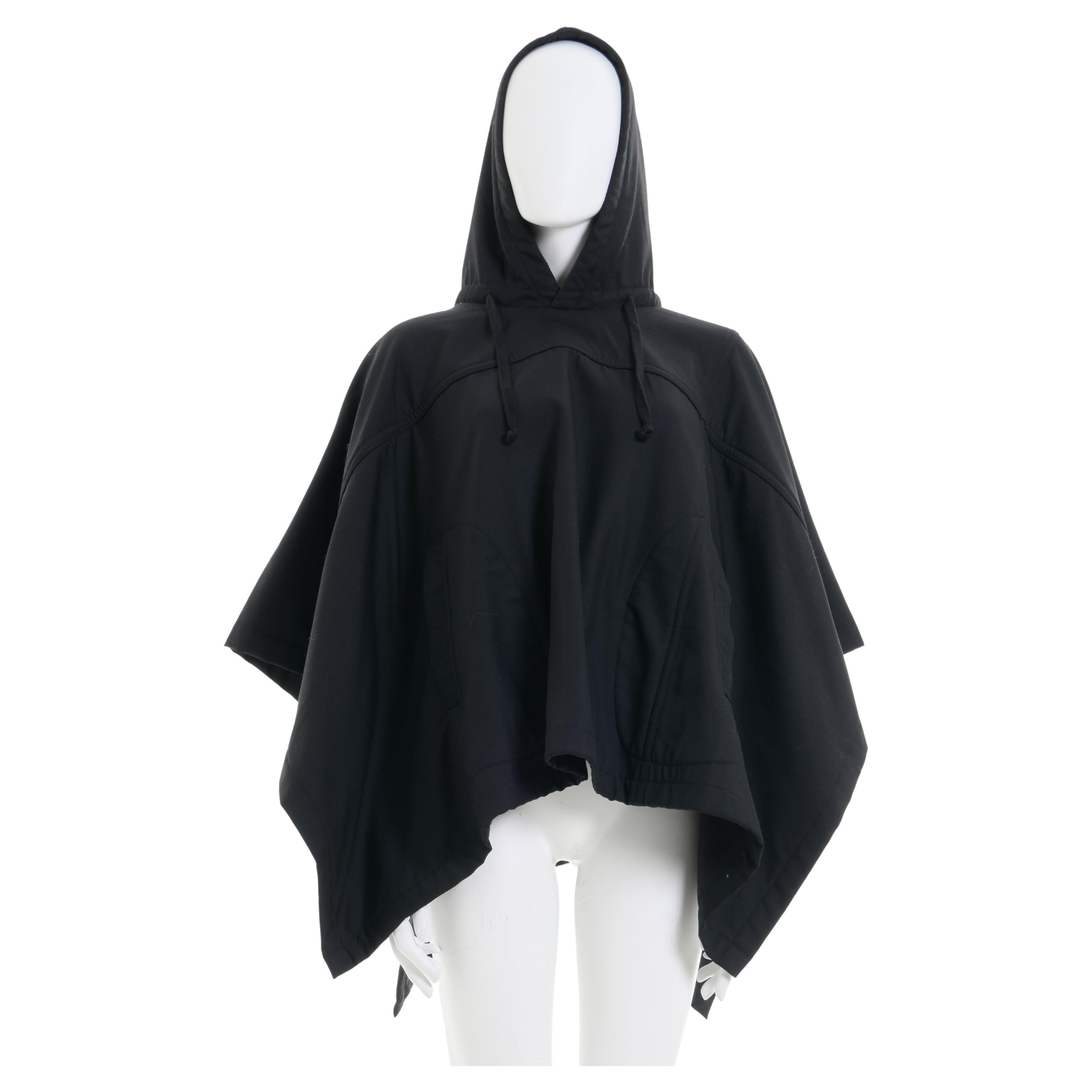 Comme des Garçons Early 2010's Black Hooded Oversized Cape For Sale