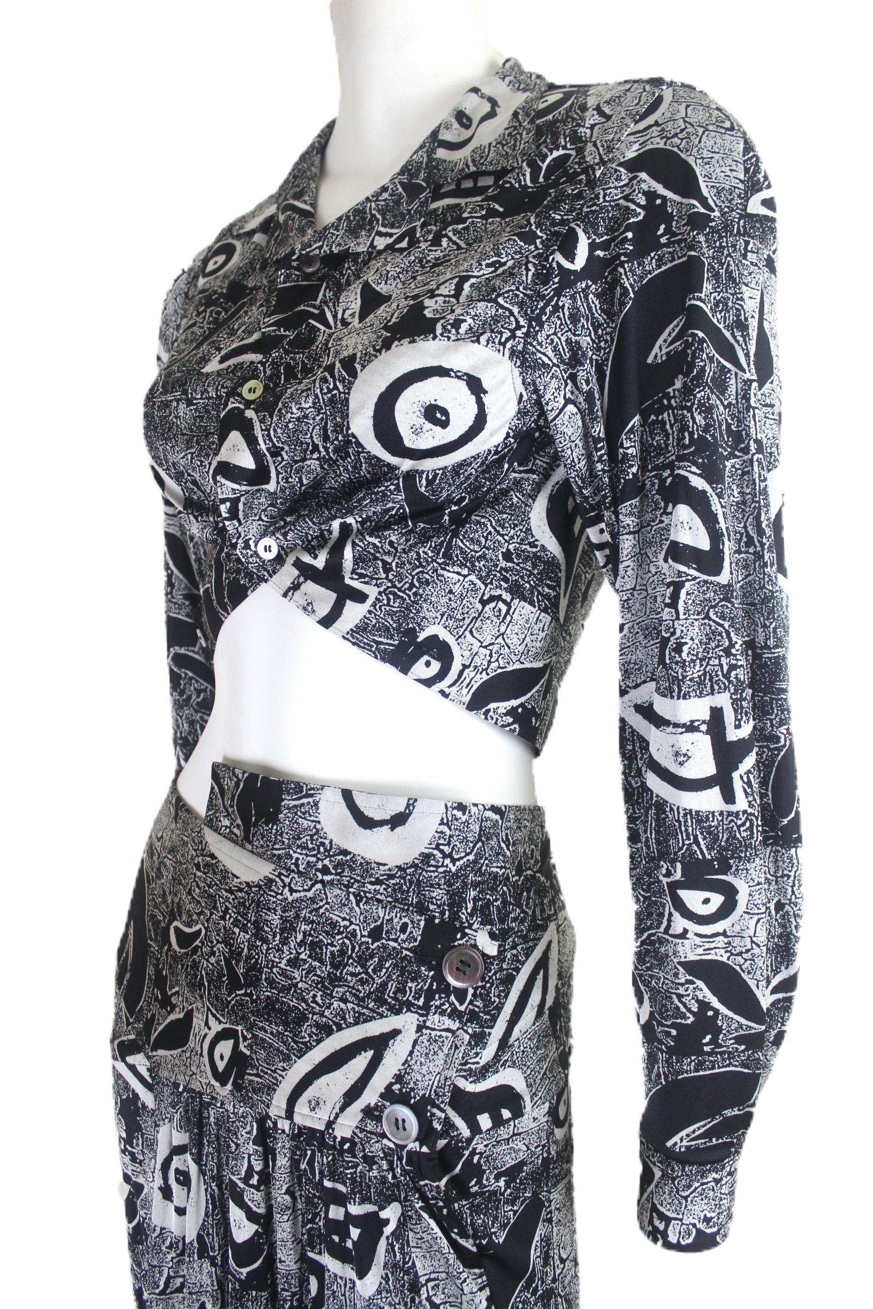 Women's Comme des Garcons Early 90's Abstract Print Skirt and Top For Sale